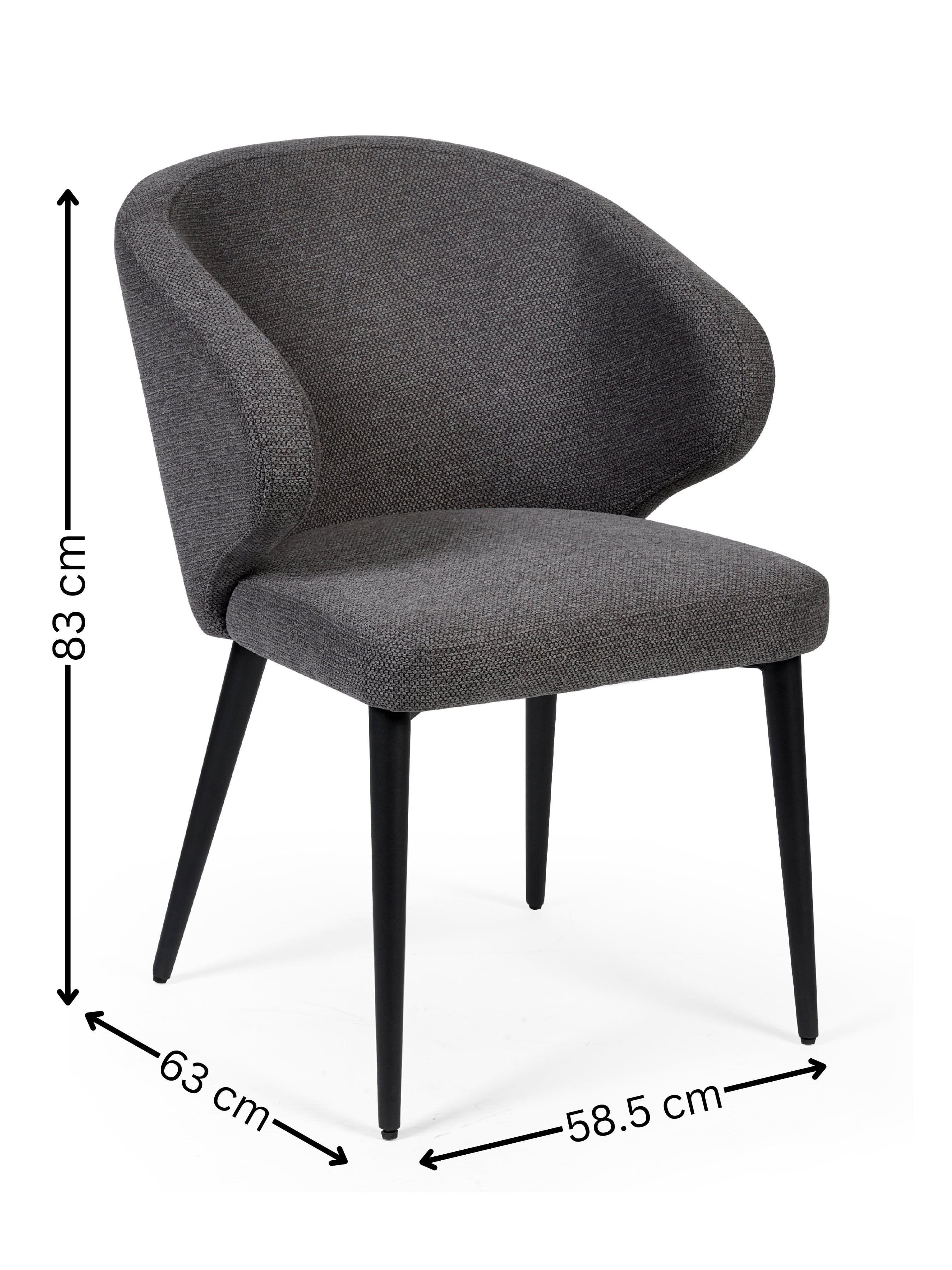 Set of 2 Anders Mid Grey Curved Dining Chairs