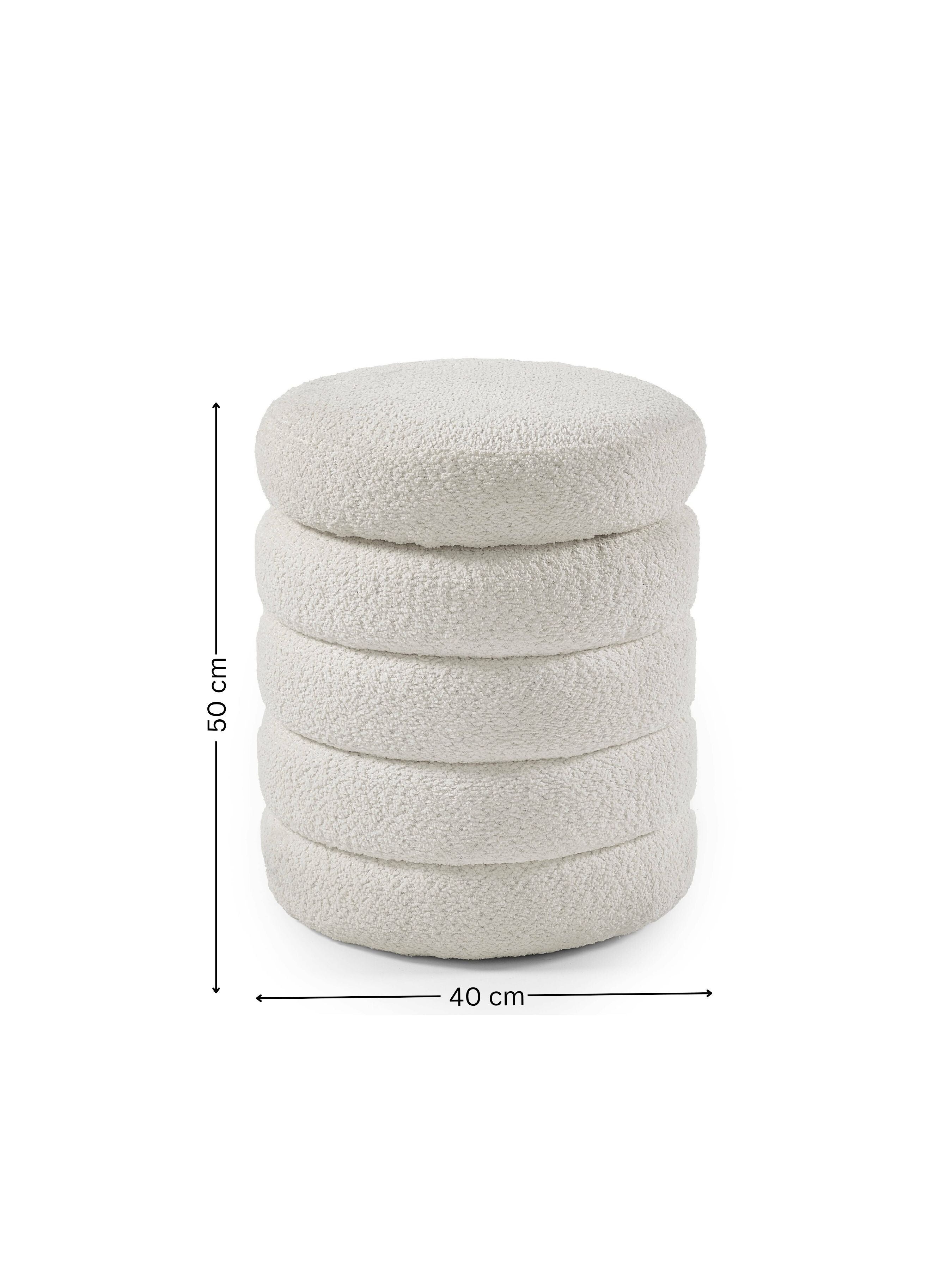 Alana Ivory Boucle Storage Pouffe