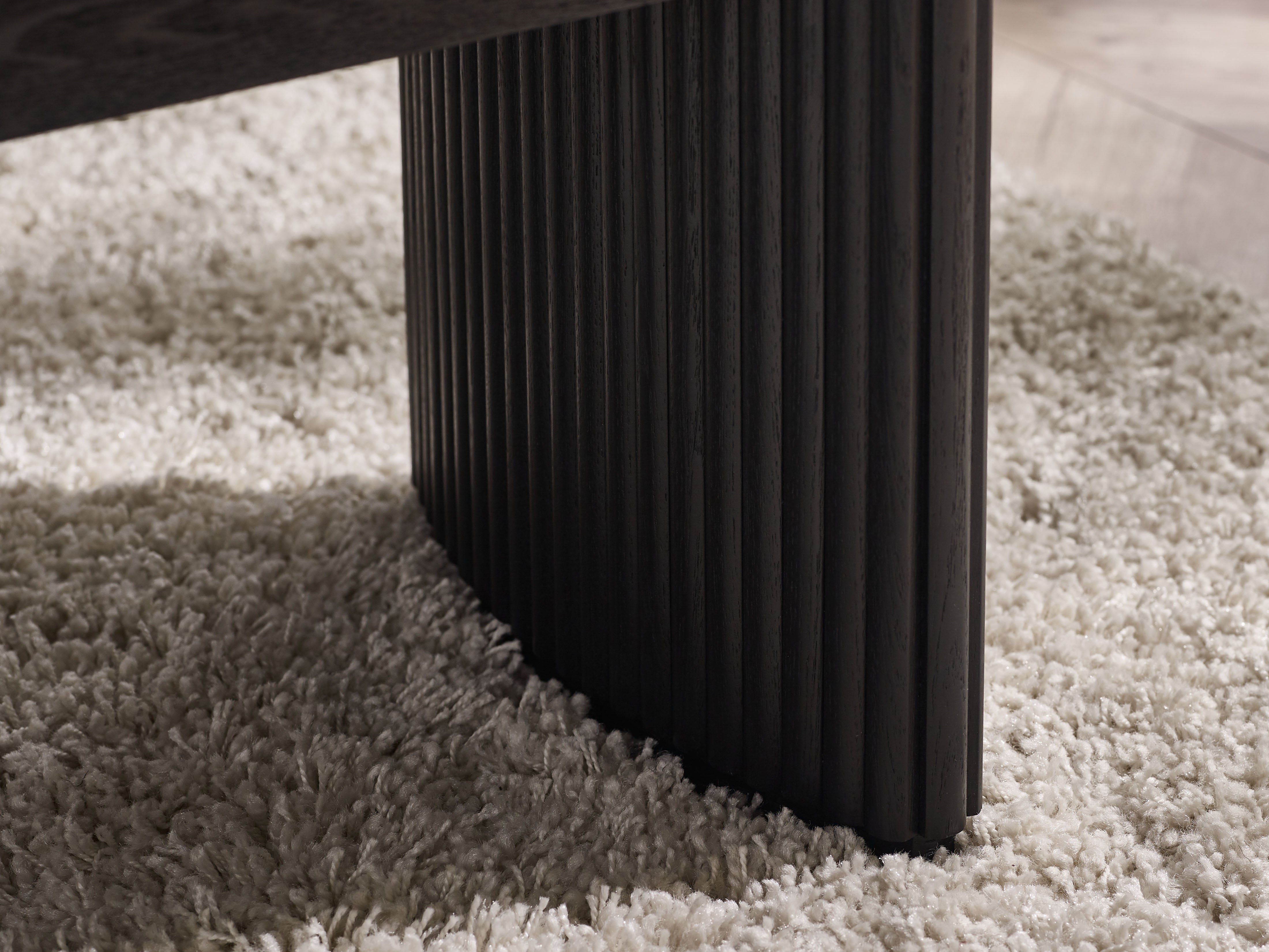 Como Reeded Black Wood Rectangle Coffee Table