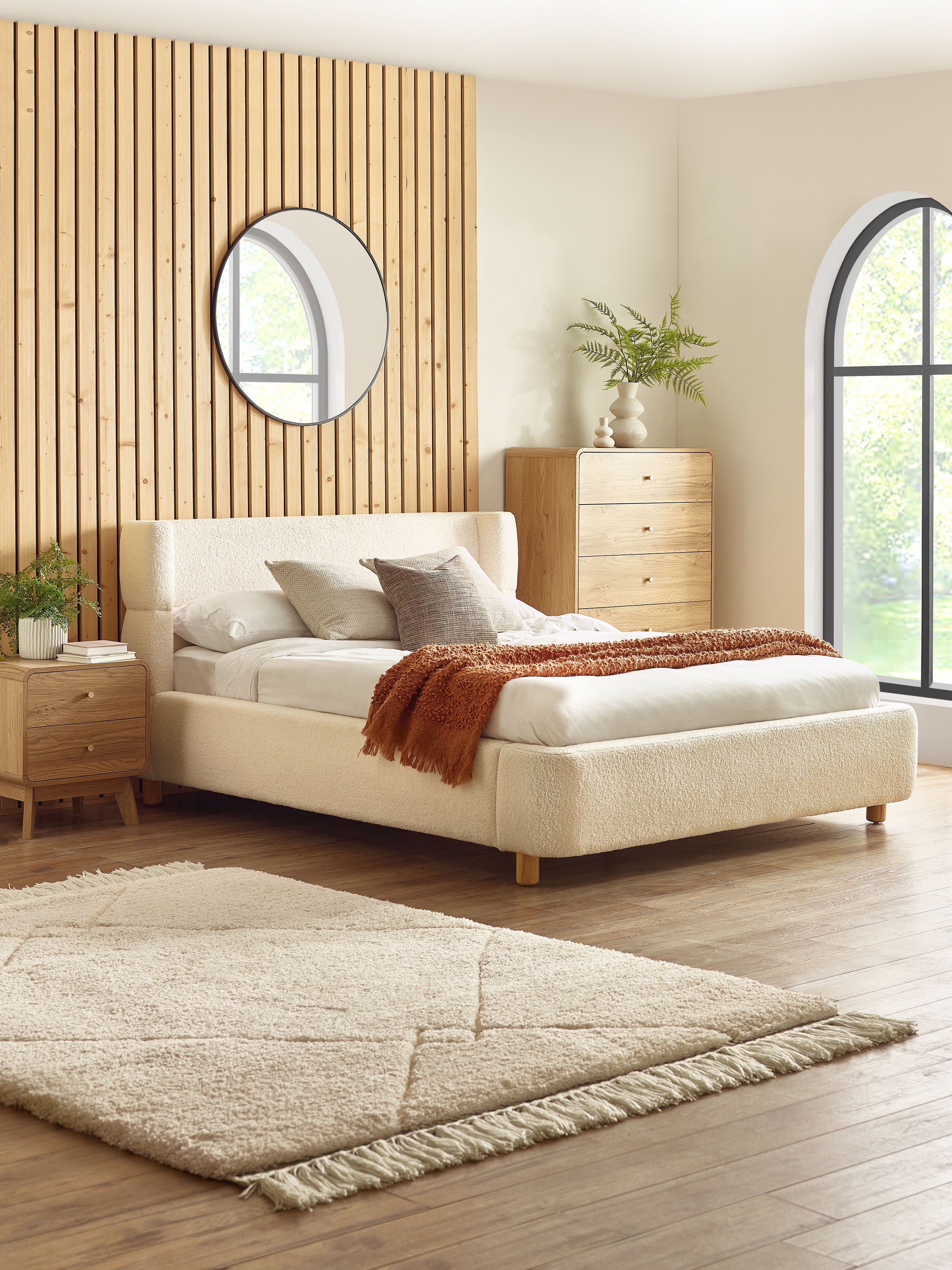 Noah Cream Boucle Curved Double Bed