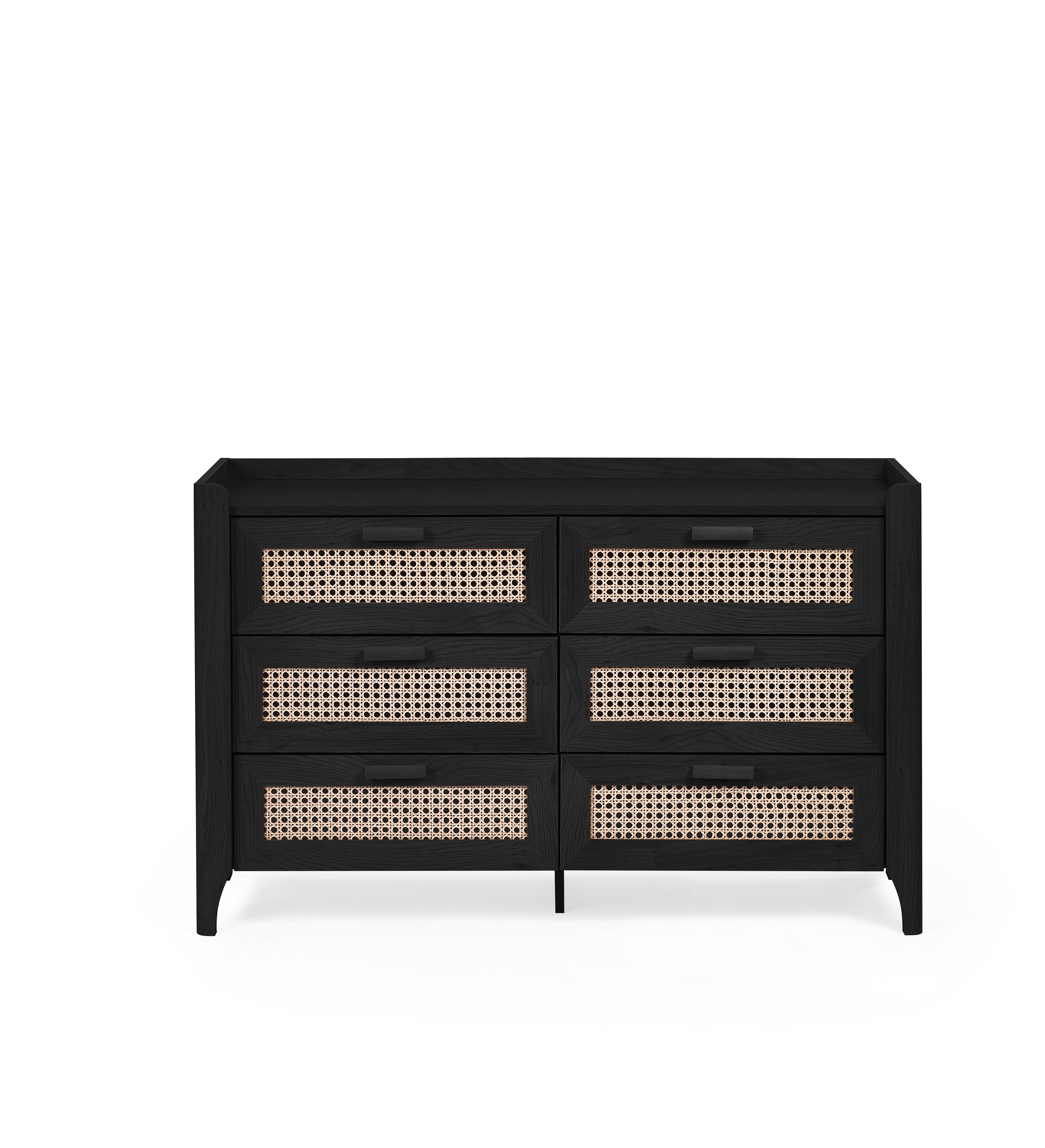 Asbury Wood Chest of Drawers | 6 Drawers - Black Ash