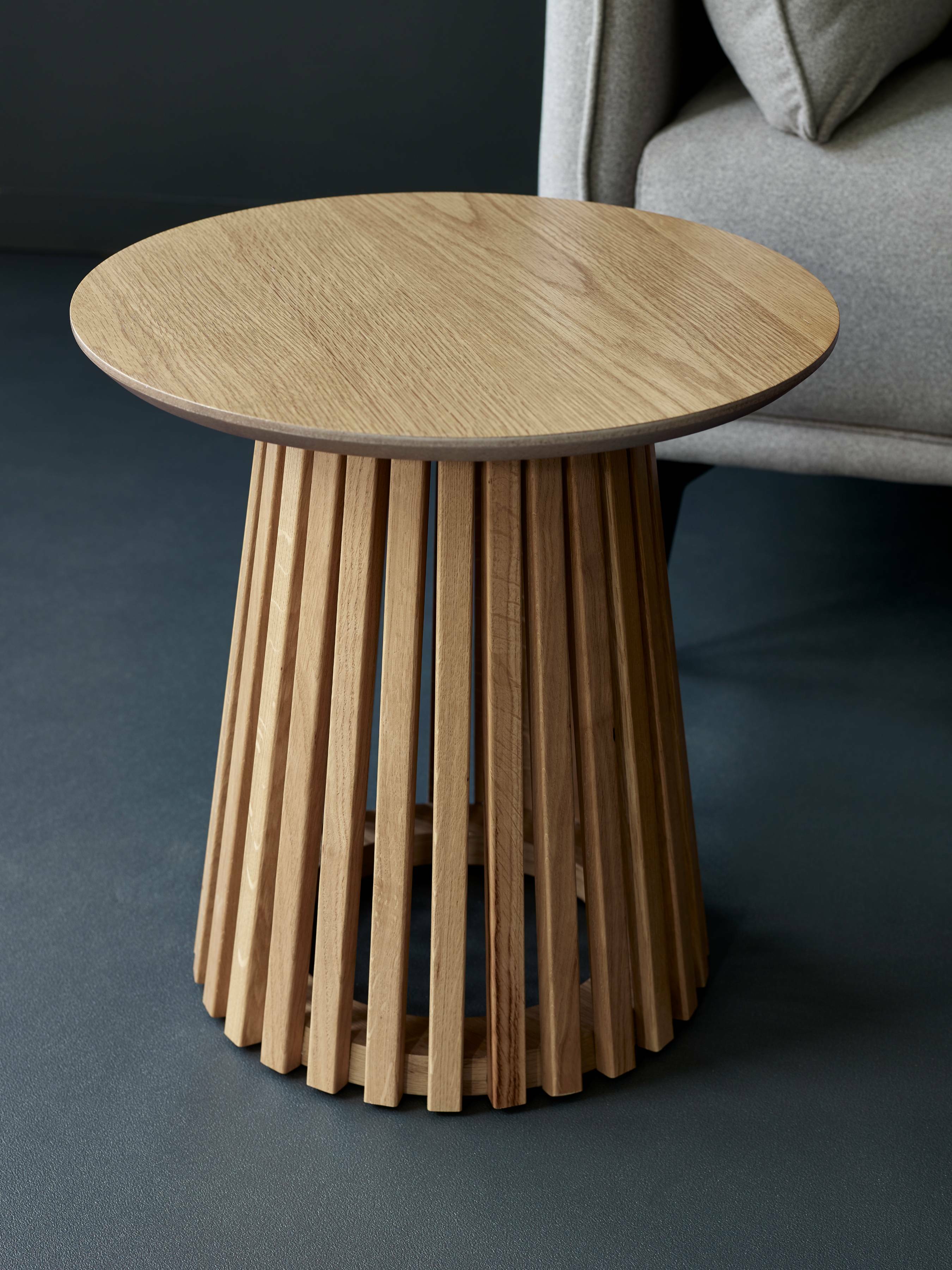 Cato Natural Oak Wood Slatted Side Table