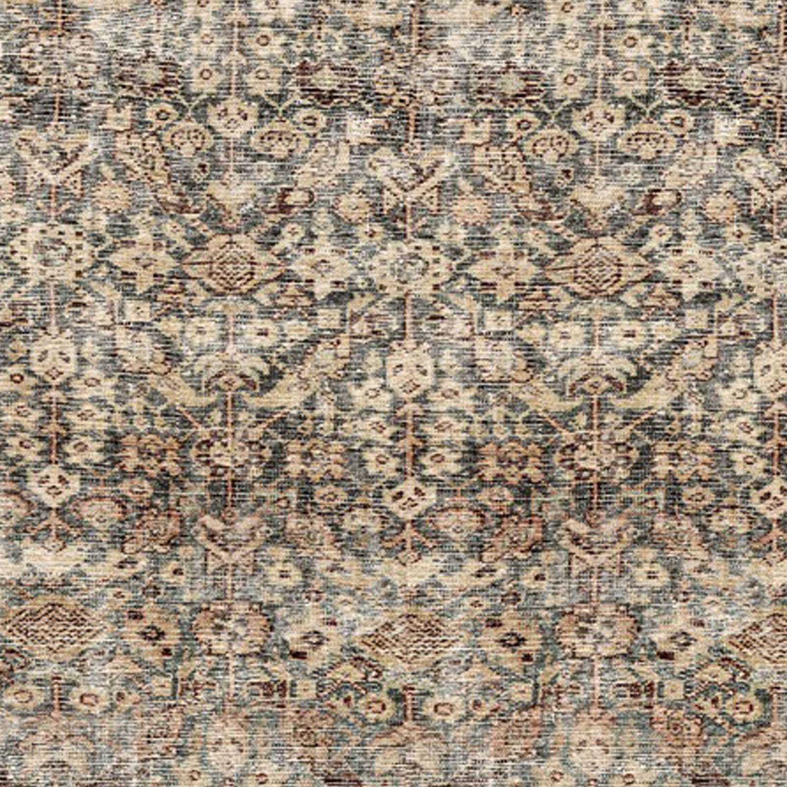 Collins Avenue Galey Alix Vintage Traditional Vintage Boho Fringe Brown & Dark Green Polyester Rug 198x275cm - colour swatch