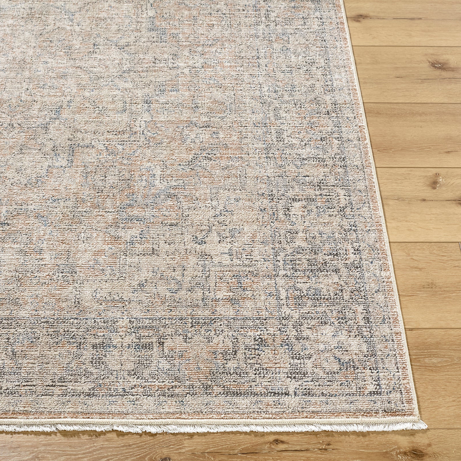 Maria Elena Galey Alix Vintage Traditional Vintage Boho Fringe Brown & Beige Polyester Rug 194x275cm - front view