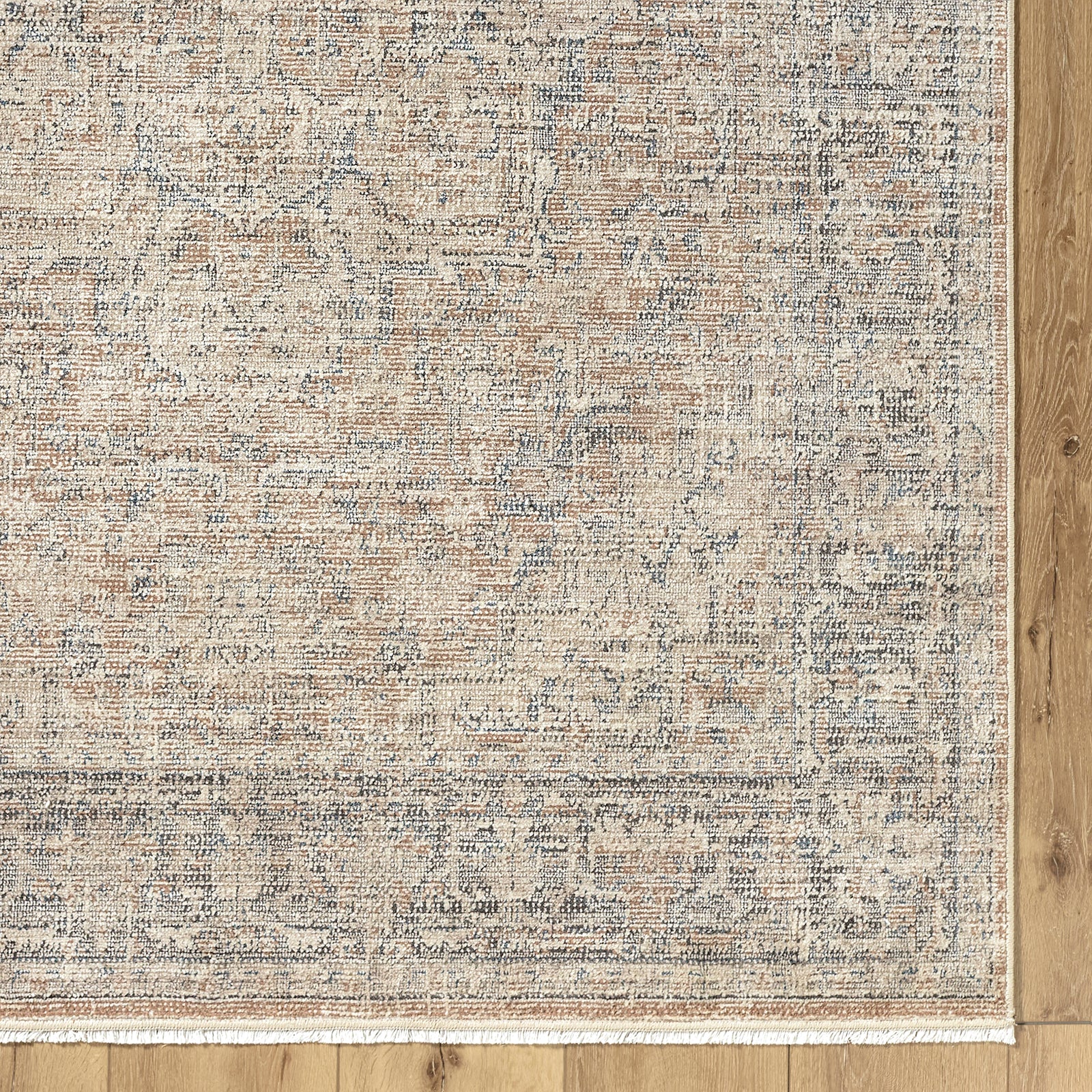 Maria Elena Galey Alix Vintage Traditional Vintage Boho Fringe Brown & Beige Polyester Rug 194x275cm - reverse roll detail