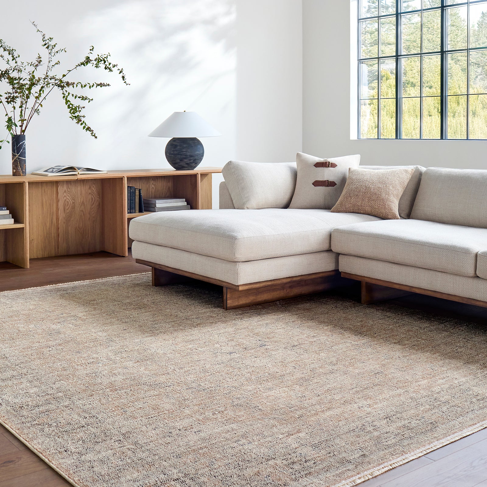 Maria Elena Galey Alix Vintage Traditional Vintage Boho Fringe Brown & Beige Polyester Rug 194x275cm - room setting