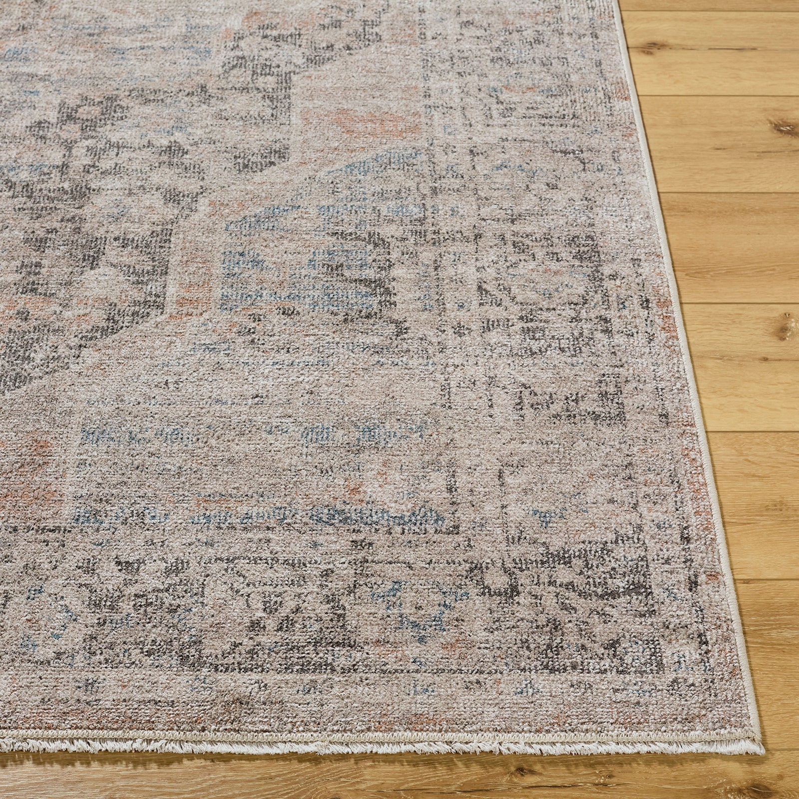Maria Elena Galey Alix Vintage Traditional Vintage Boho Fringe Brown & Dark Brown Polyester Rug 160x213cm - front view