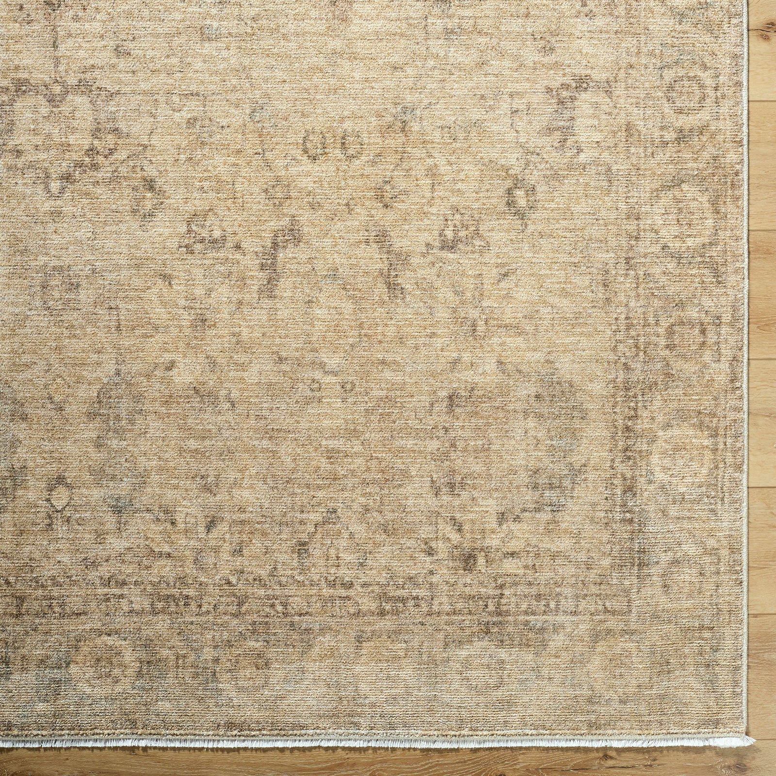 Fetscher Galey Alix Vintage Traditional Vintage Boho Fringe Beige & Olive Polyester Rug 152x229cm - reverse roll detail