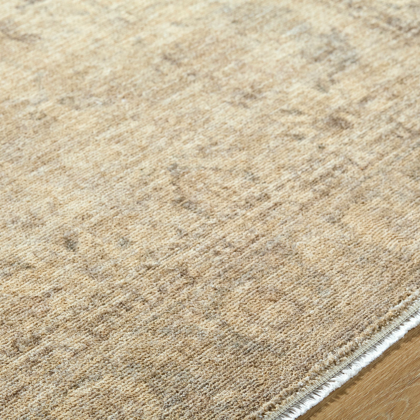 Fetscher Galey Alix Vintage Traditional Vintage Boho Fringe Beige & Olive Polyester Rug 152x229cm - texture detail