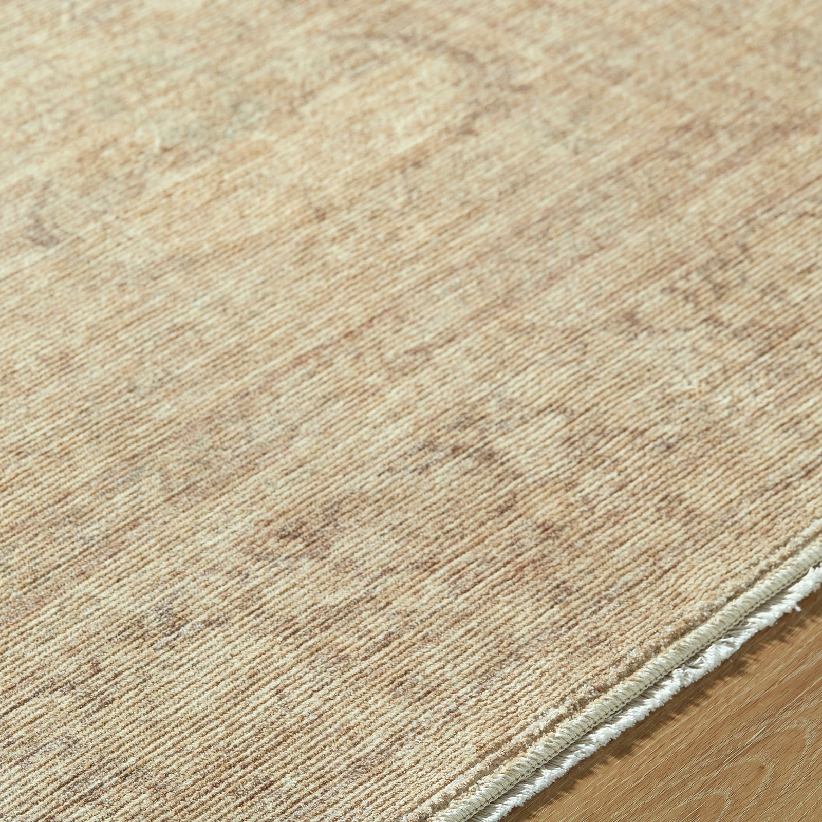 Fetscher Galey Alix Vintage Traditional Vintage Boho Fringe Tan & Dusty Sage Polyester Rug 152x229cm - texture detail