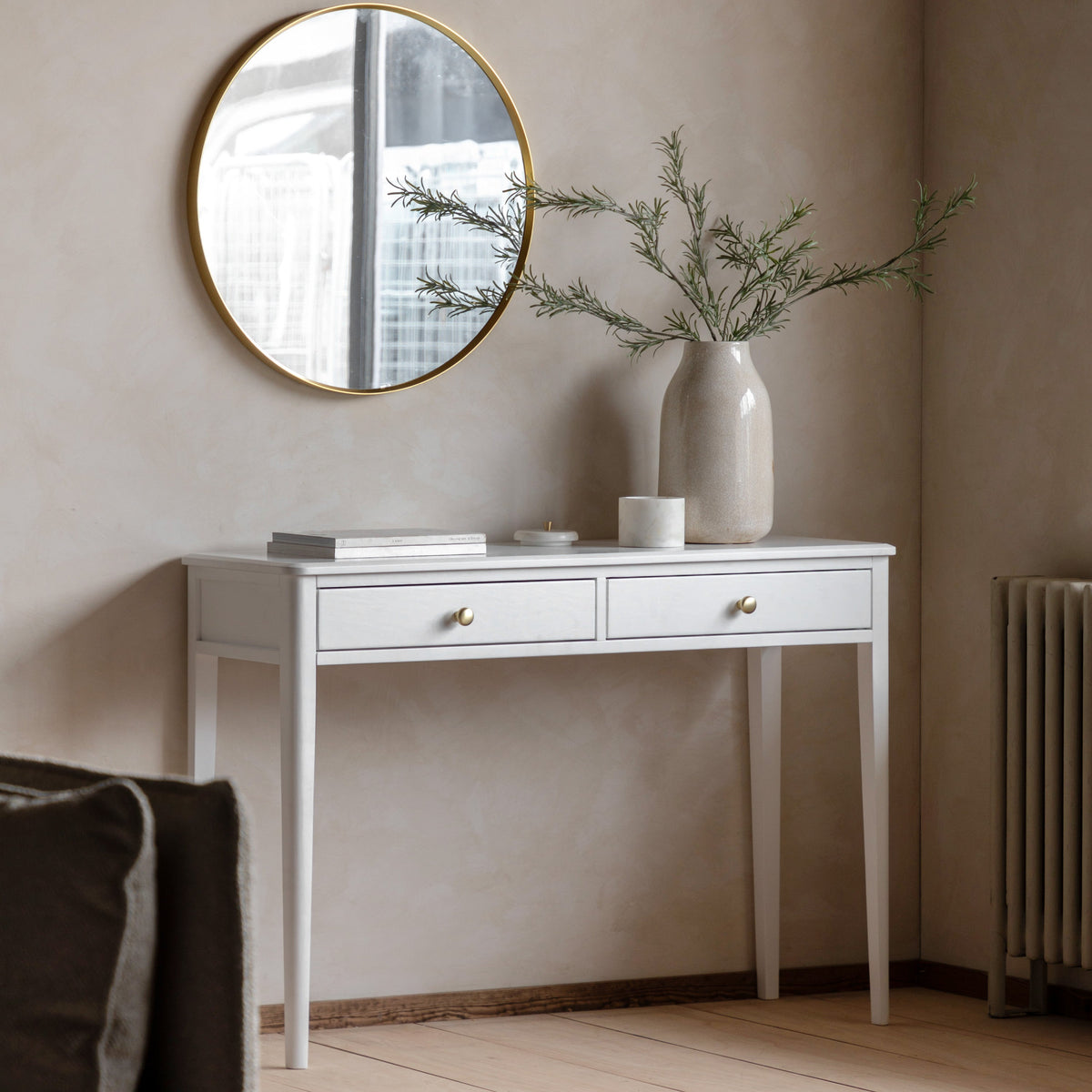 Belmora 2 Drawer White Wood Console Table
