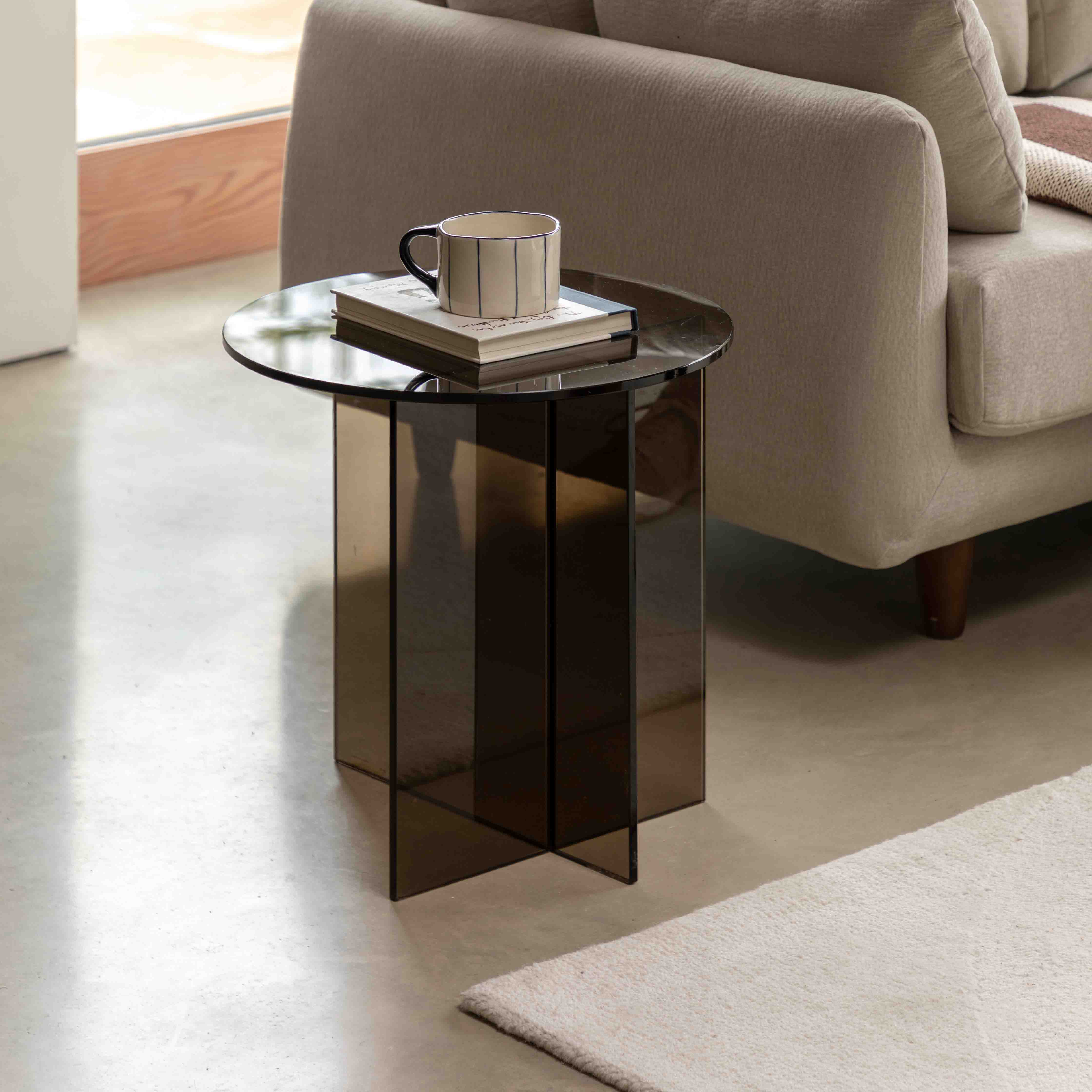 Vetrano Charcoal Glass Side Table