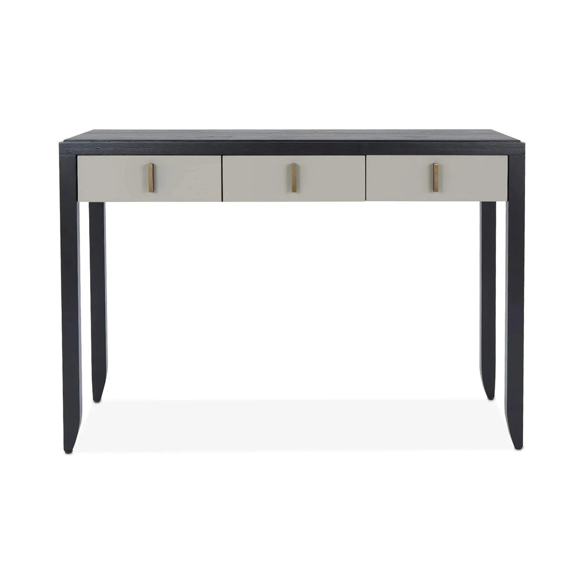 Garda Black Wood & Taupe Faux Leather Dressing Table
