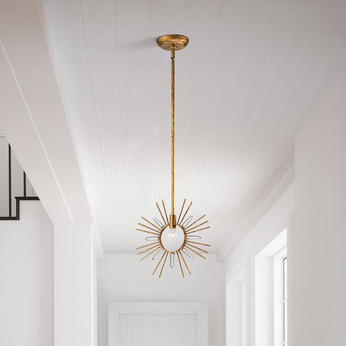 Sun King 1lt Pendant Light - Gold Leaf