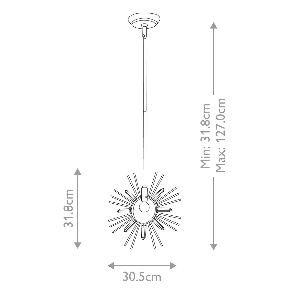 Sun King 1lt Pendant Light - Gold Leaf
