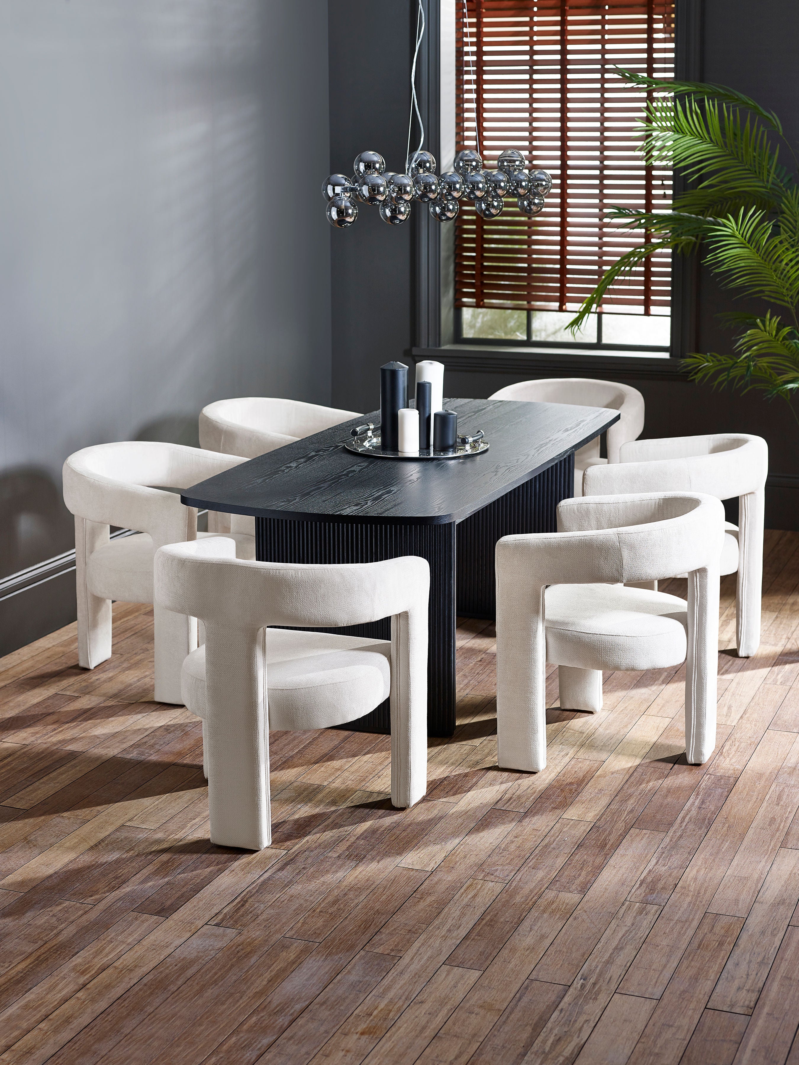 Marnie Cream Chenille Tripod Dining Chair