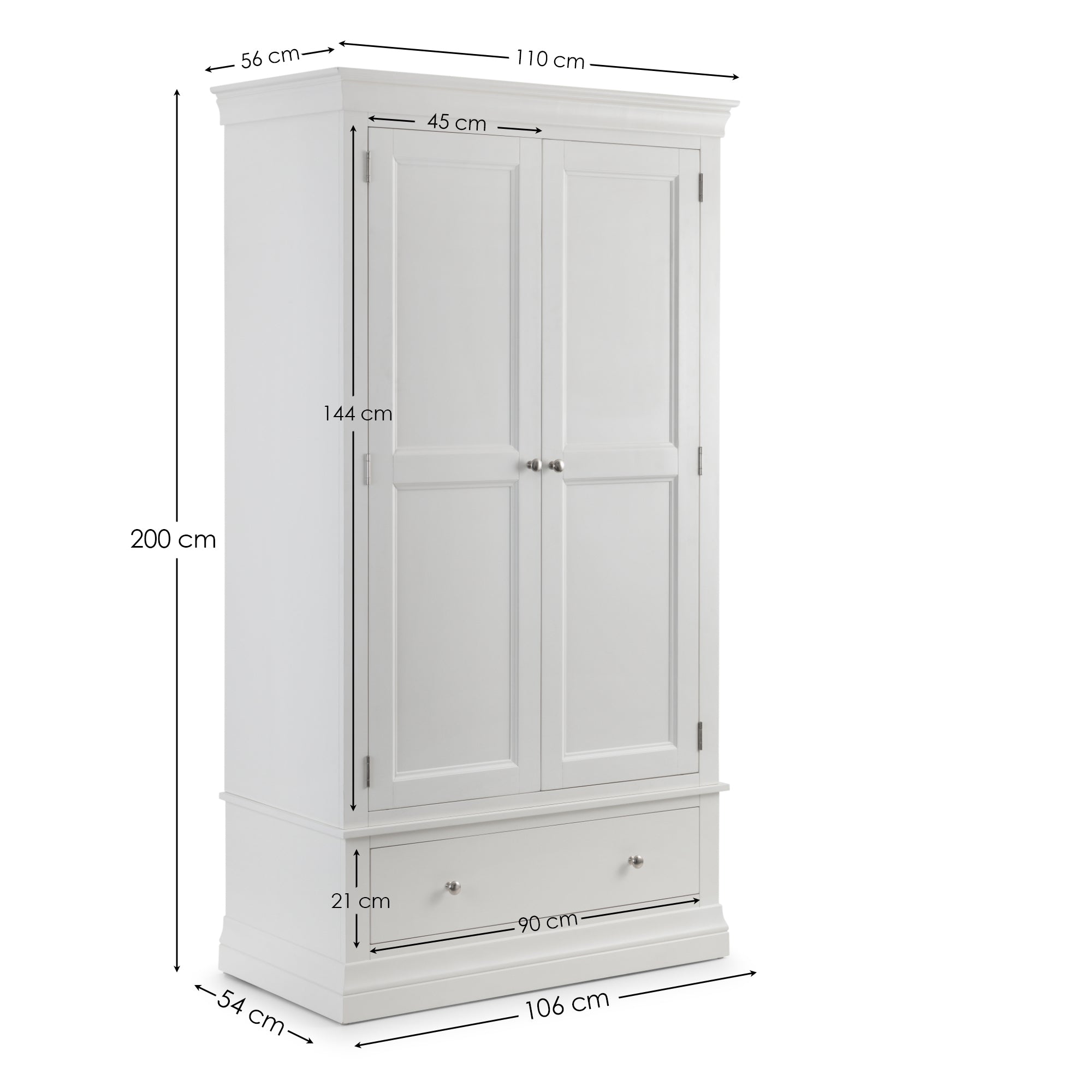 Fidel Surf White Wood Double Wardrobe