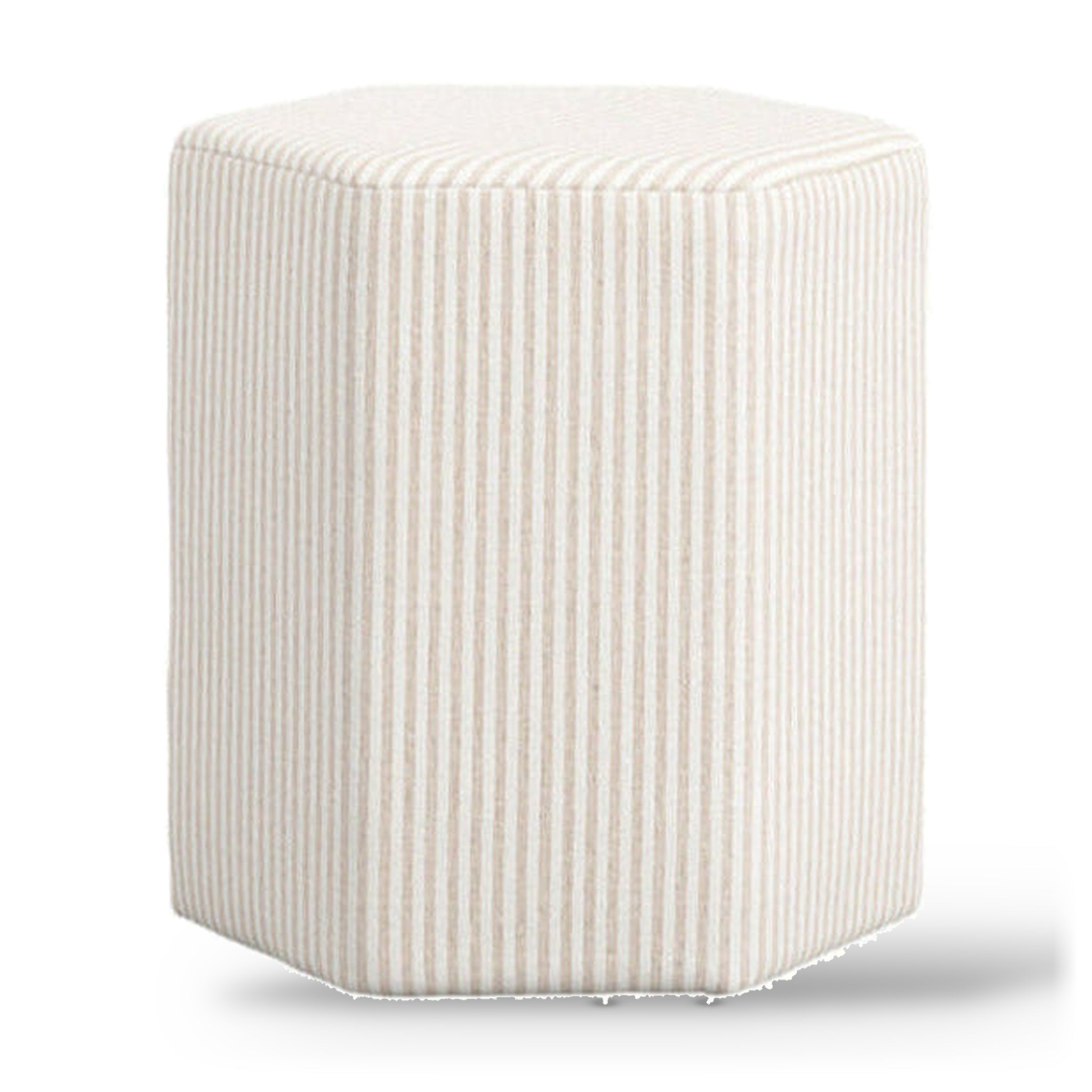 Harbour Beige Thin Stripe Hexagon Pouffe Stool
