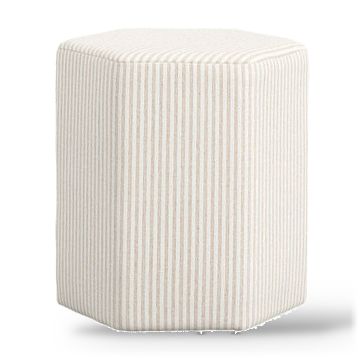 Harbour Beige Thin Stripe Hexagon Pouffe Stool