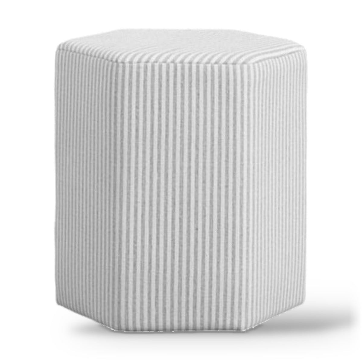Harbour Grey Thin Stripe Hexagon Pouffe Stool