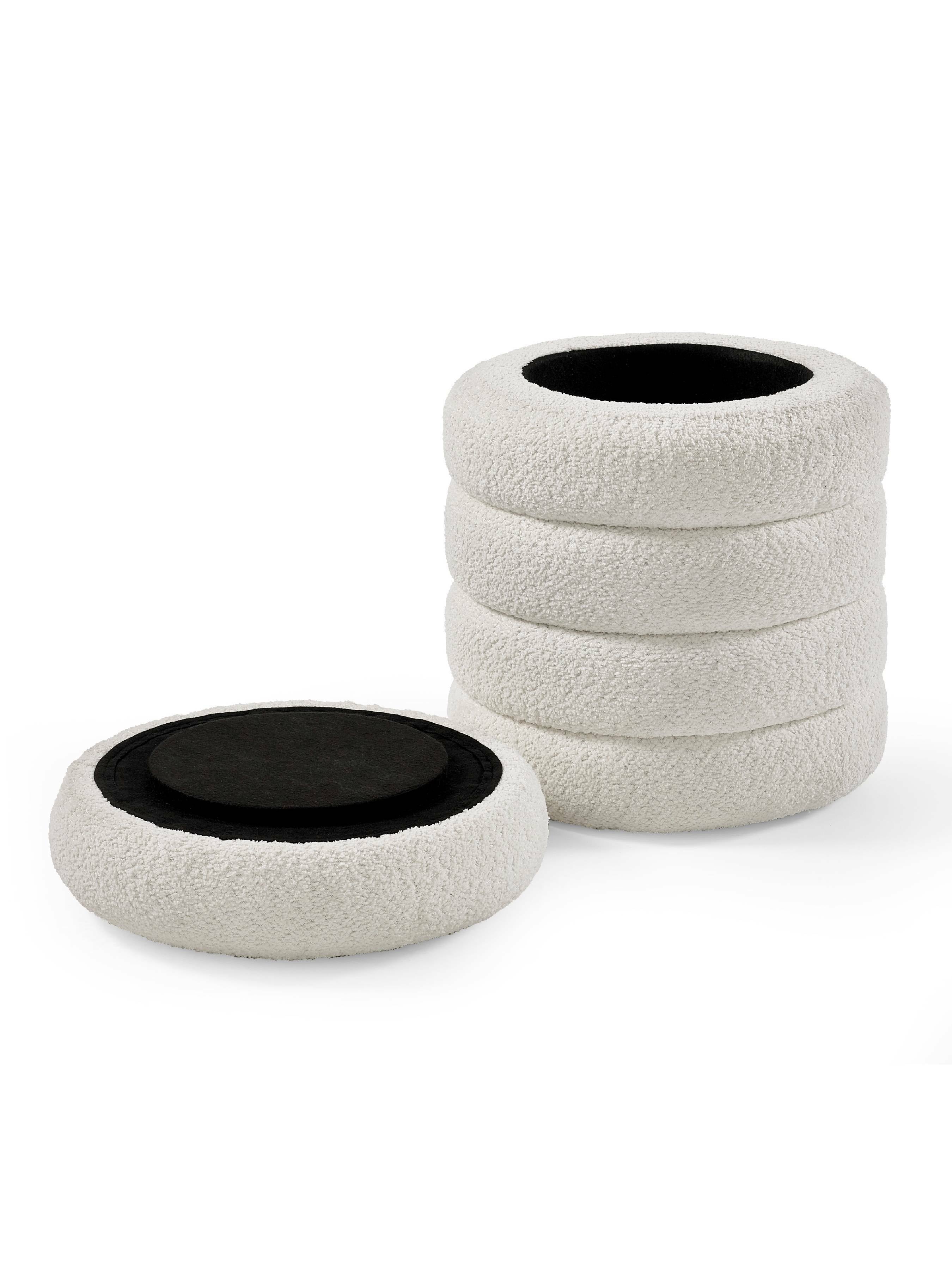 Alana Ivory Boucle Storage Pouffe
