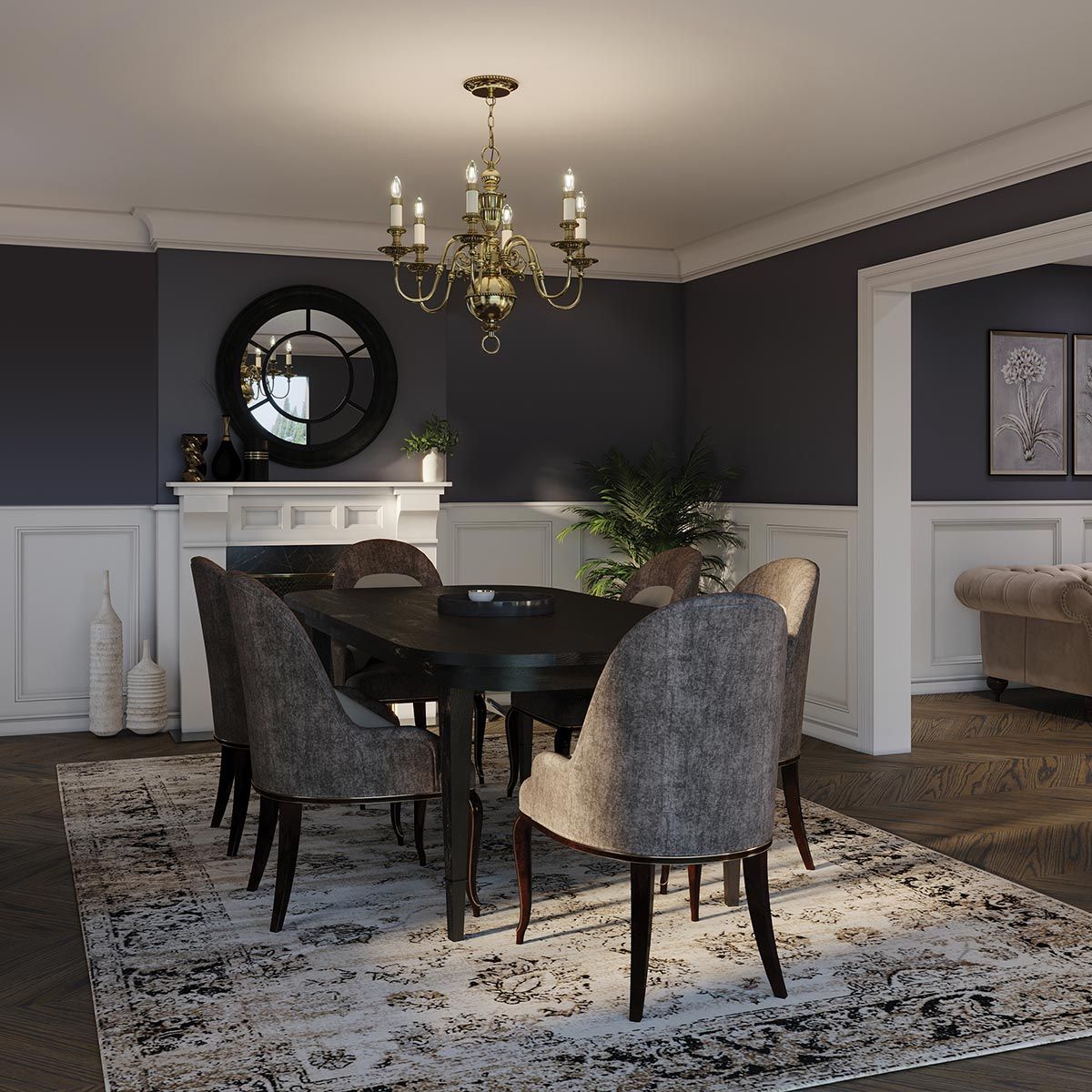 Juniper 6 Light Chandelier - Brass