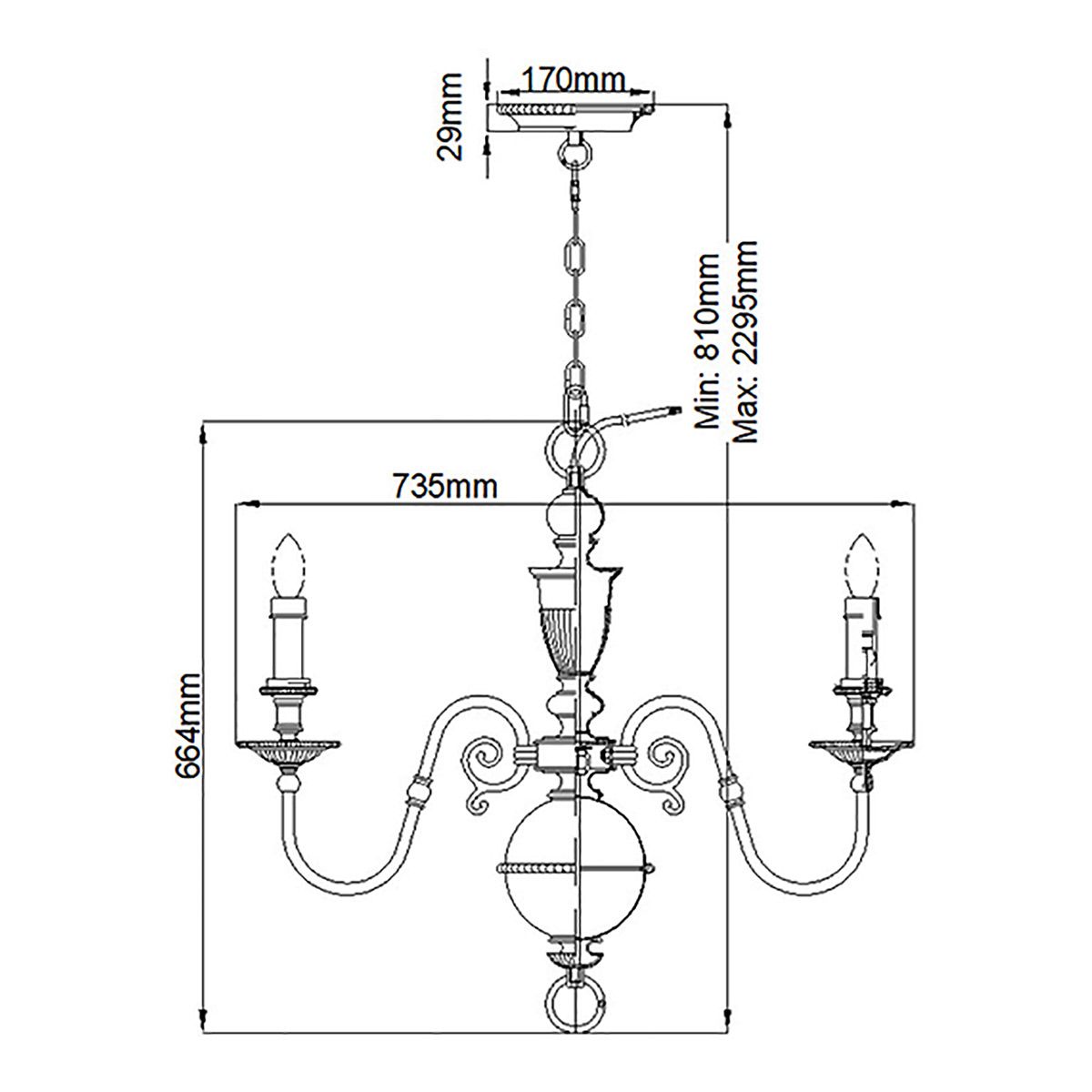 Juniper 6 Light Chandelier - Brass