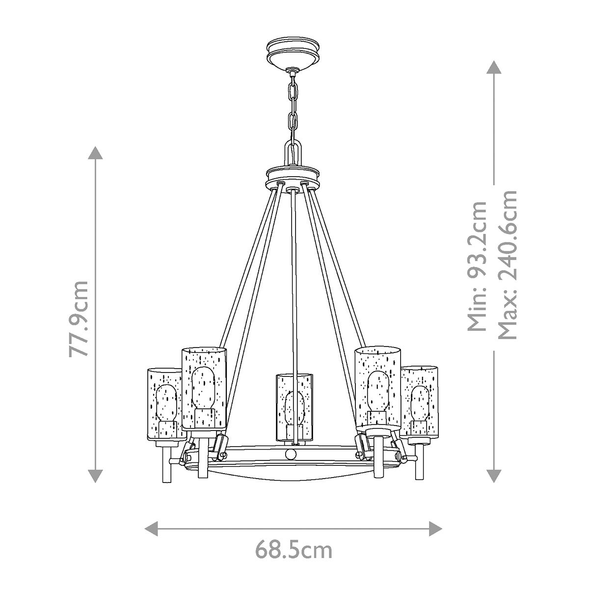 Hackney 5 Light Chandelier - Brass