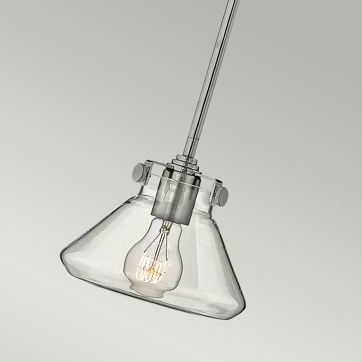 Harlow Single Clear Glass Pendant Light - Chrome