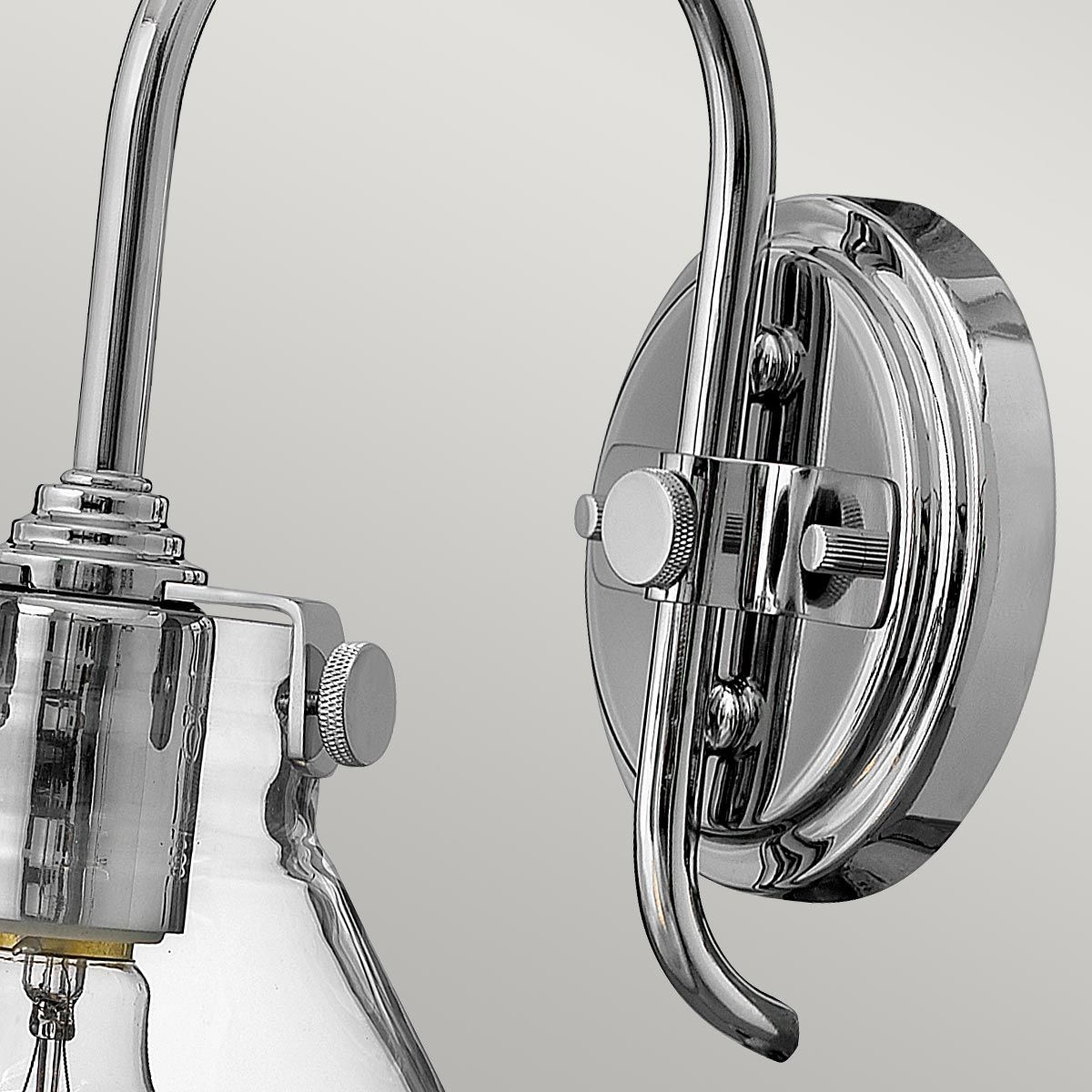 Harlow Single Clear Glass Wall Light - Chrome