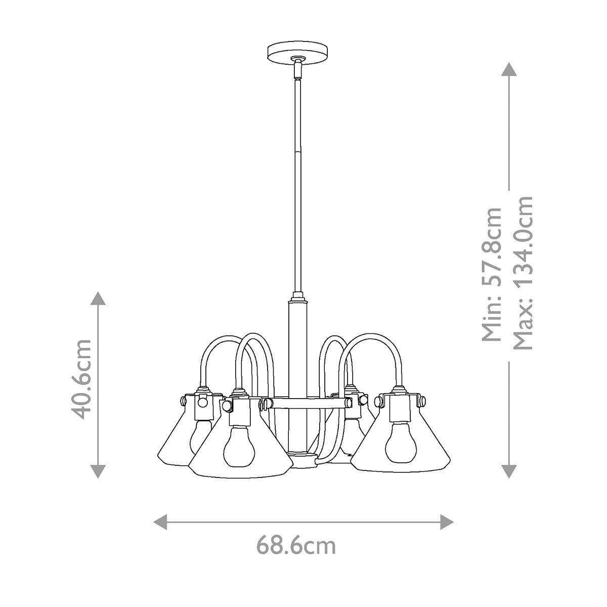 Harlow 4 Light Clear Glass Chandelier - Chrome
