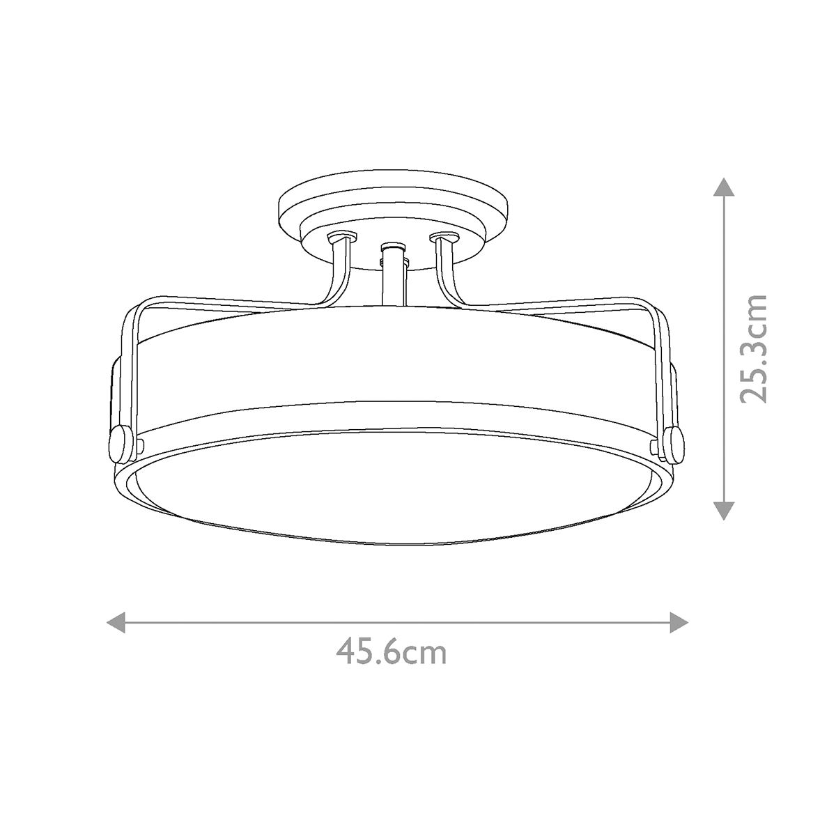 Padstow Triple Medium Semi Flush Ceiling Light - Chrome