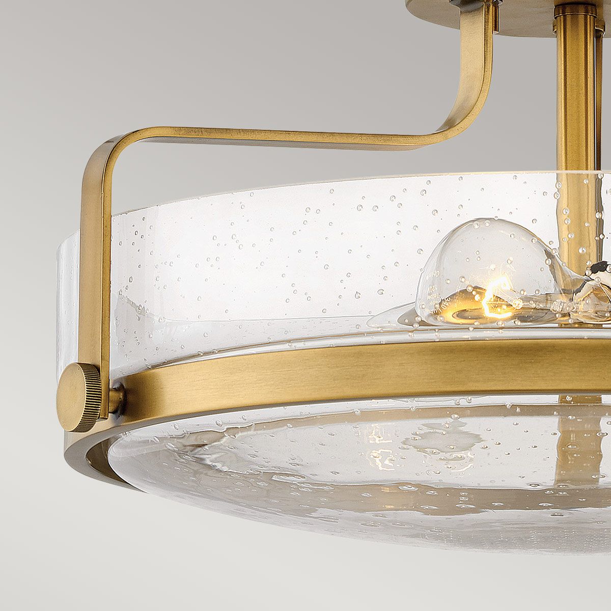 Padstow Triple Medium Semi Flush Ceiling Light - Brass