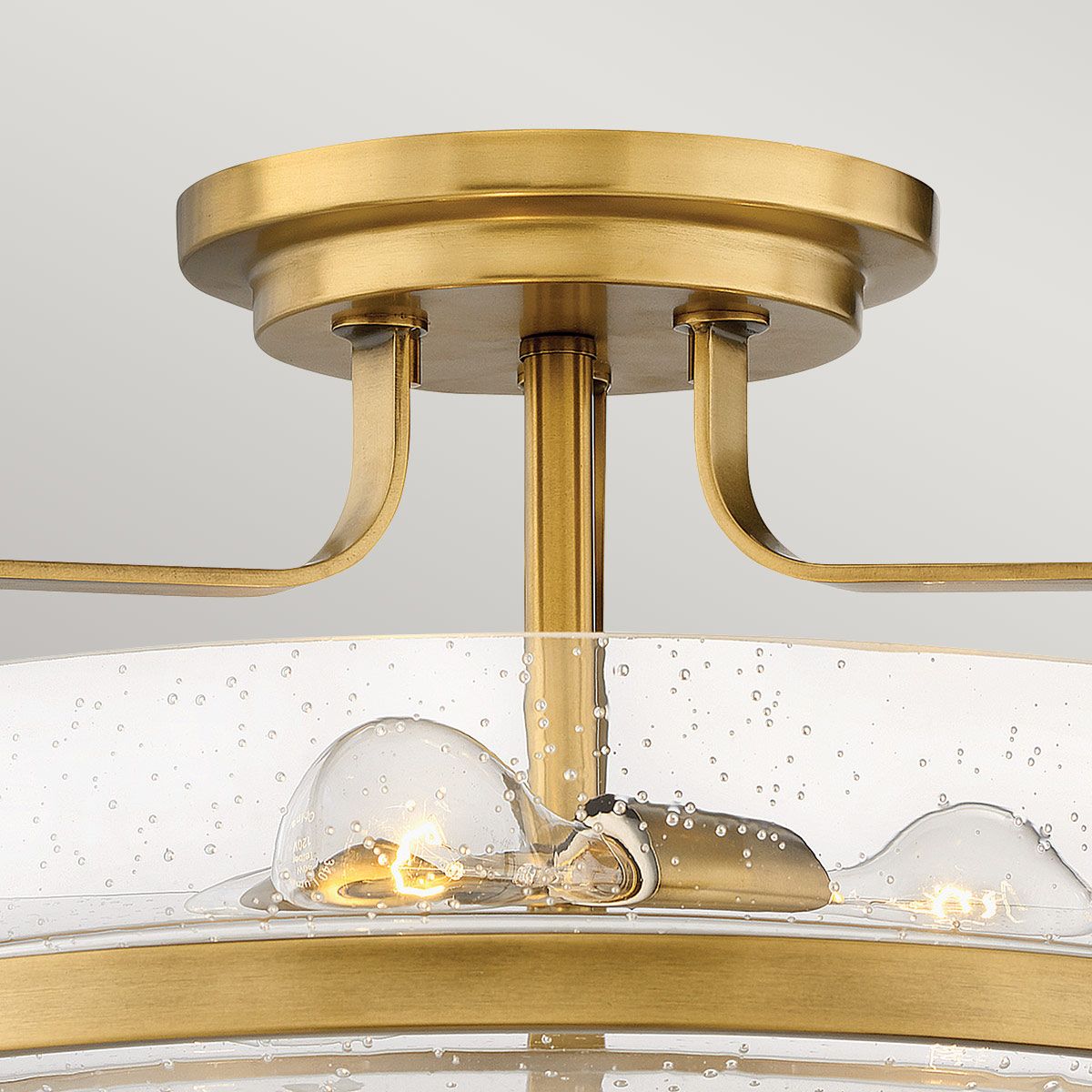 Padstow Triple Medium Semi Flush Ceiling Light - Brass