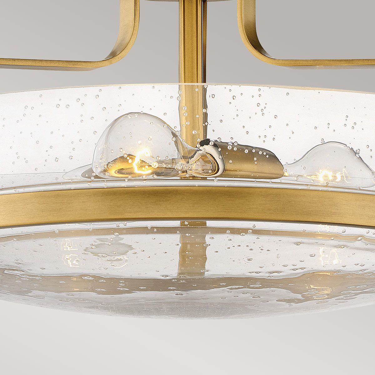 Padstow Triple Medium Semi Flush Ceiling Light - Brass