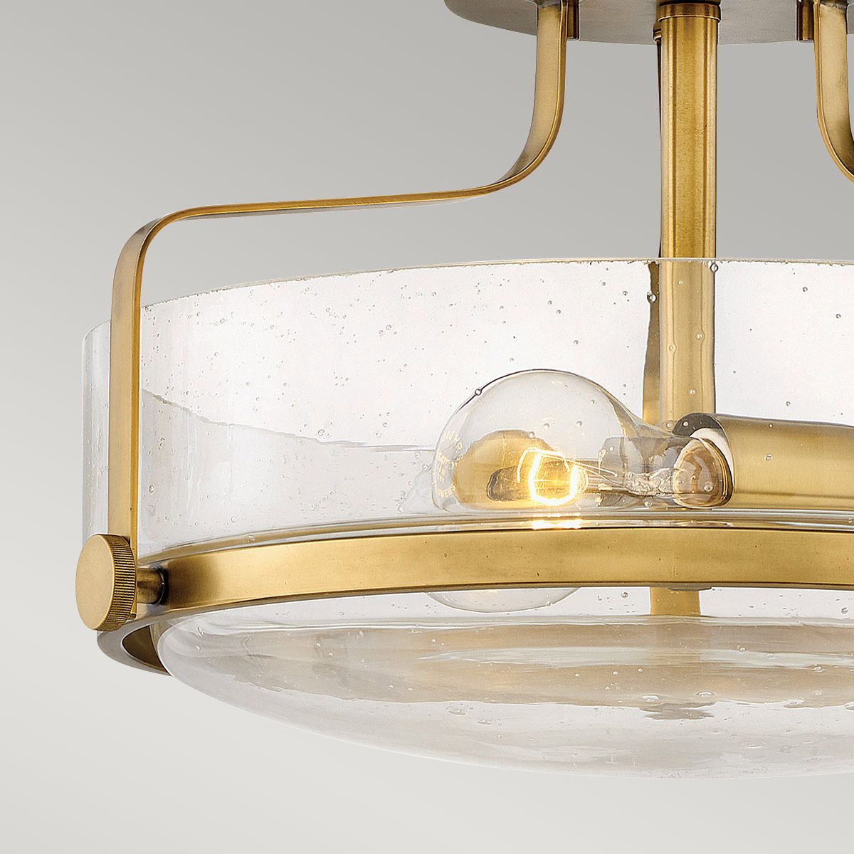 Padstow Triple Small Semi Flush Ceiling Light - Brass