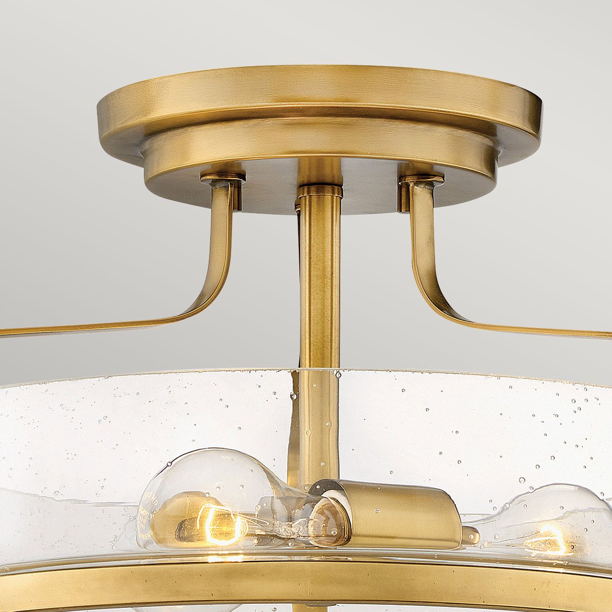 Padstow Triple Small Semi Flush Ceiling Light - Brass