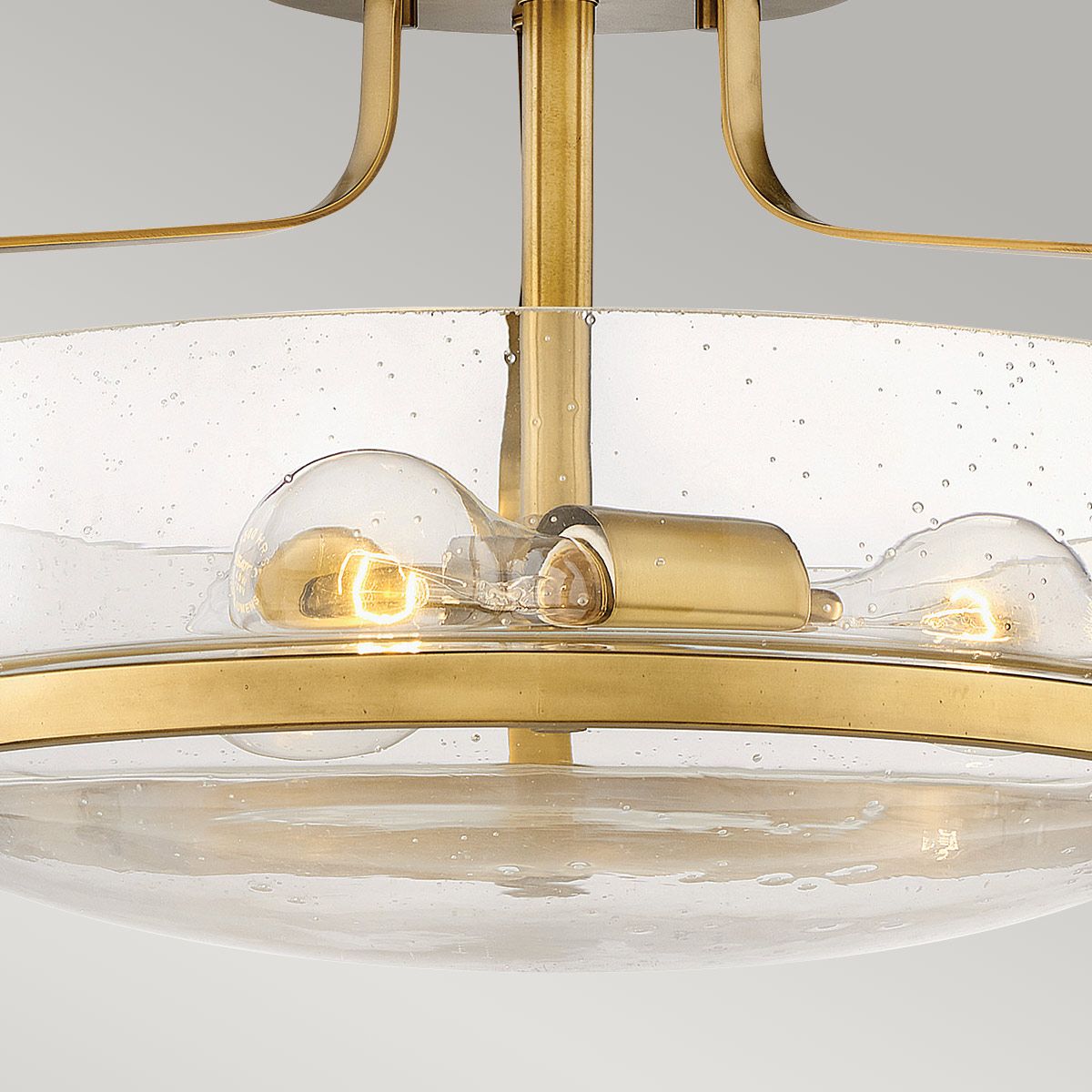 Padstow Triple Small Semi Flush Ceiling Light - Brass