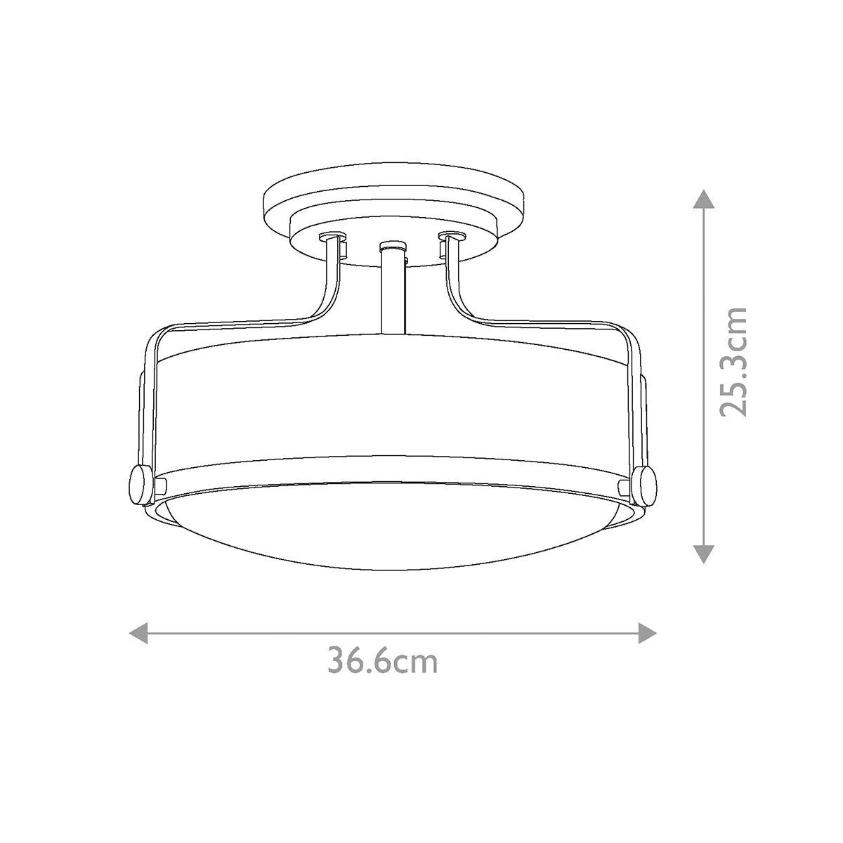 Padstow Triple Small Semi Flush Ceiling Light - Brass