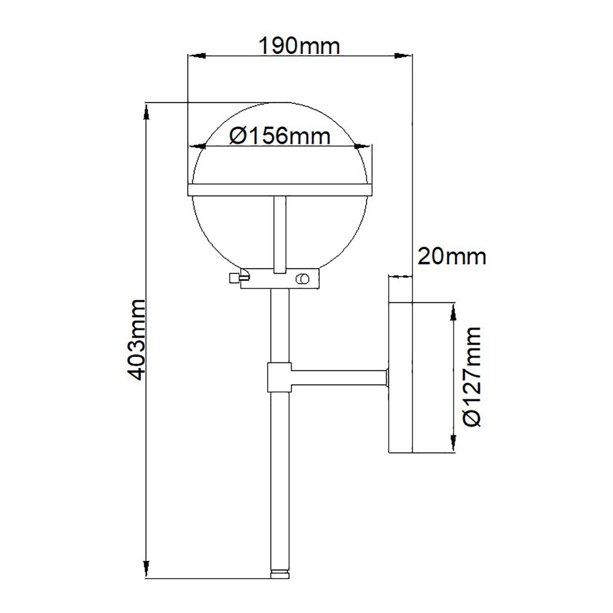 Bridport Single Wall Light - Black