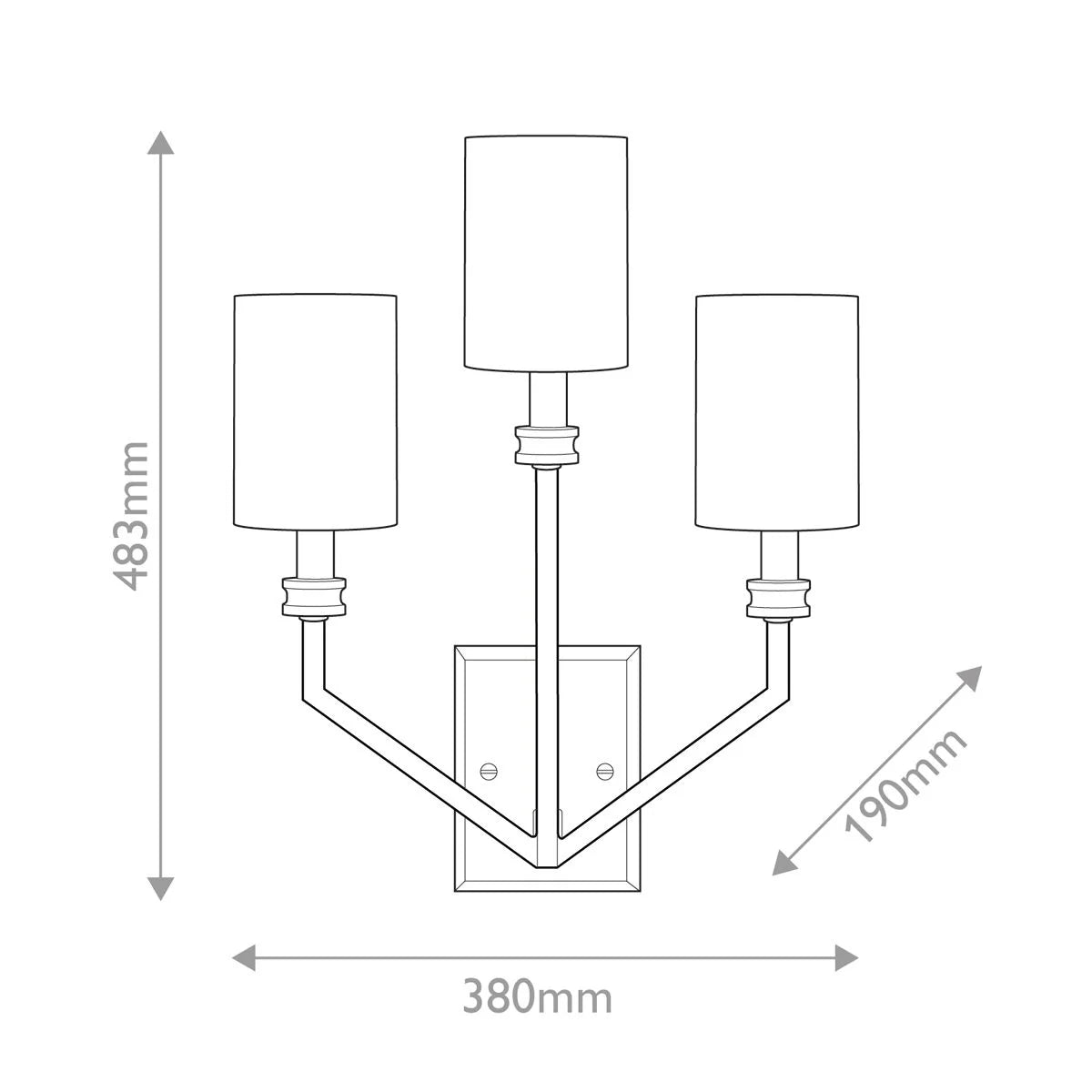 Eloise Triple Large Wall Light - Brass
