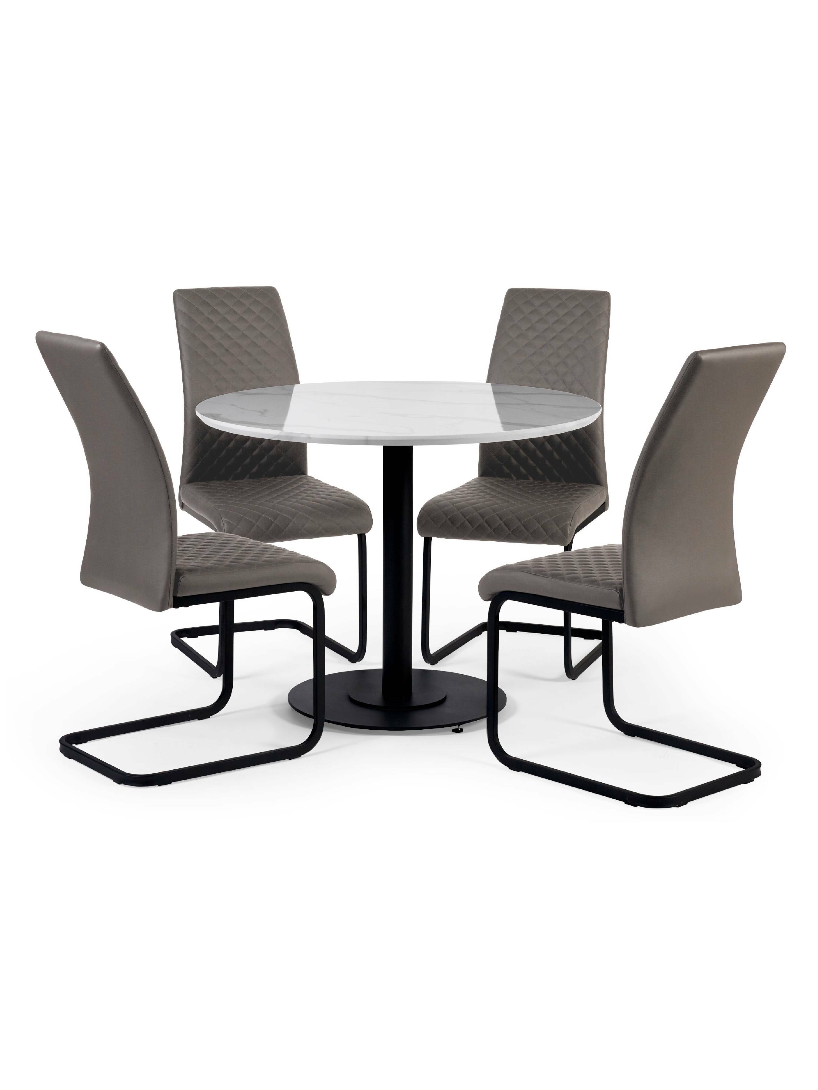 Romano White Marble Effect Round Dining Table 100cm