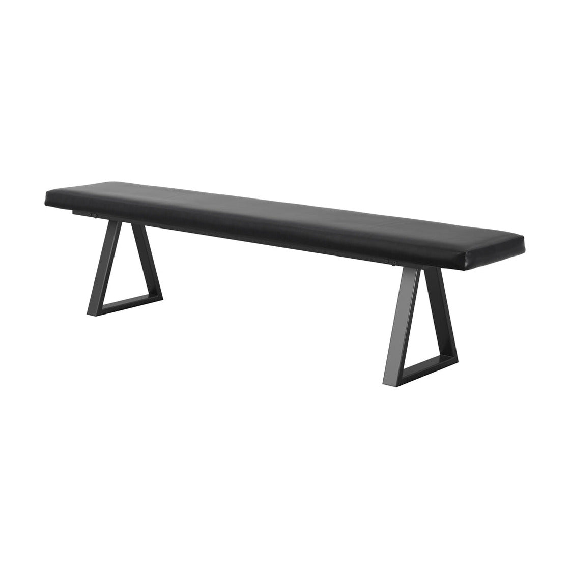 Hyde Black Leather Style Bench 180cm
