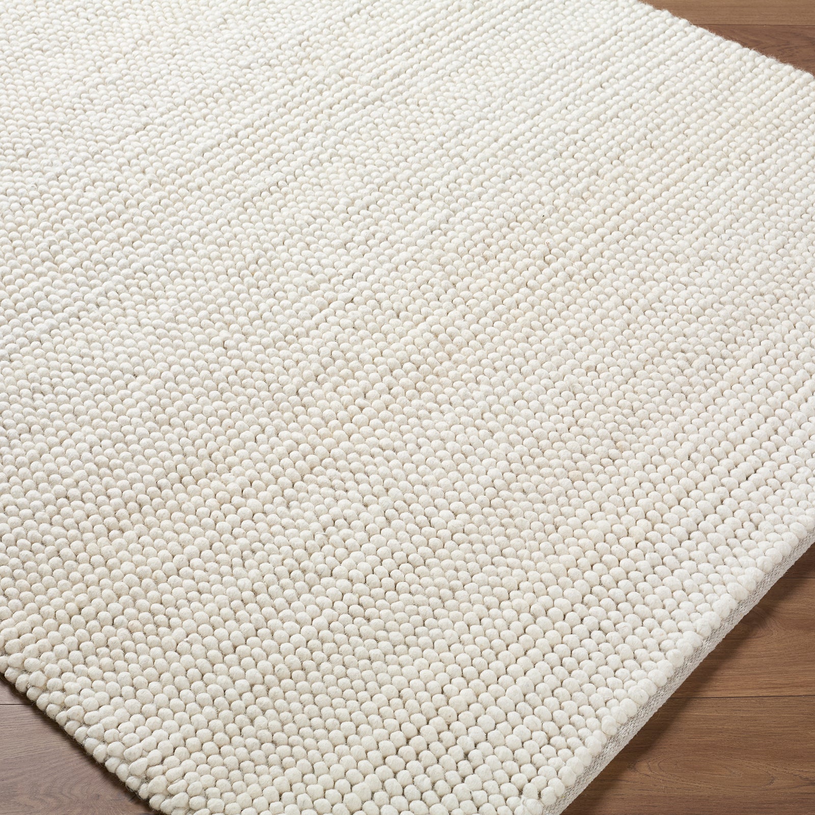 Hazar Global Wool Global Ivory & Cream Polyester Rug 153x219cm - corner detail