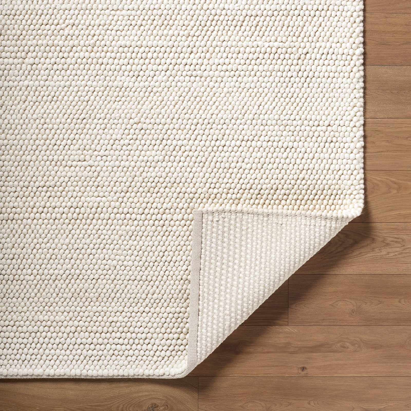 Hazar Global Wool Global Ivory & Cream Polyester Rug 153x219cm - folded detail