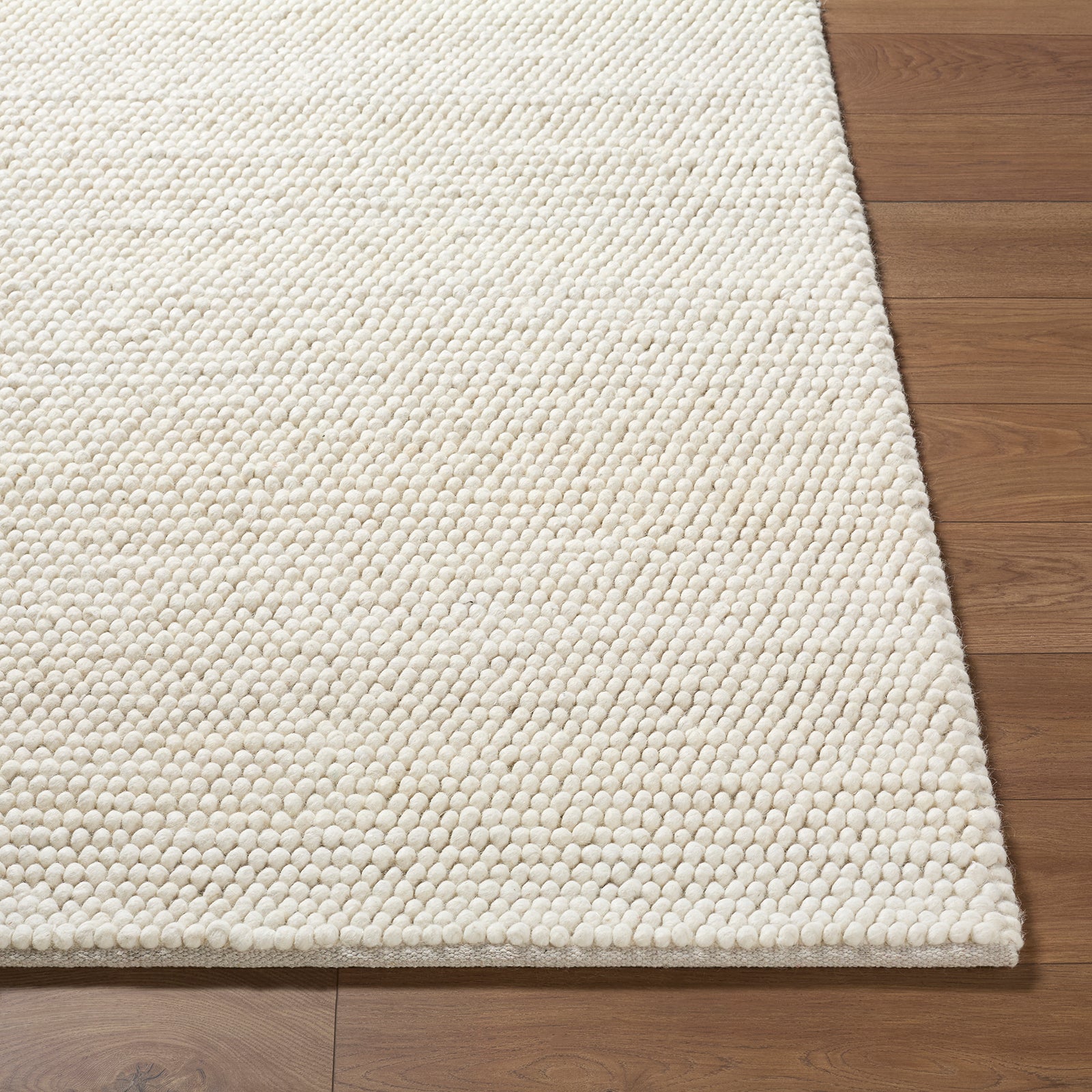 Hazar Global Wool Global Ivory & Cream Polyester Rug 153x219cm - reverse roll detail