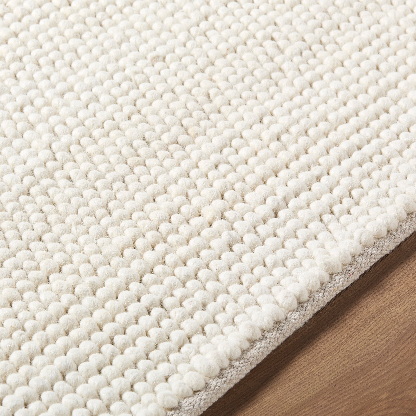 Hazar Global Wool Global Ivory & Cream Polyester Rug 183x275cm - texture detail