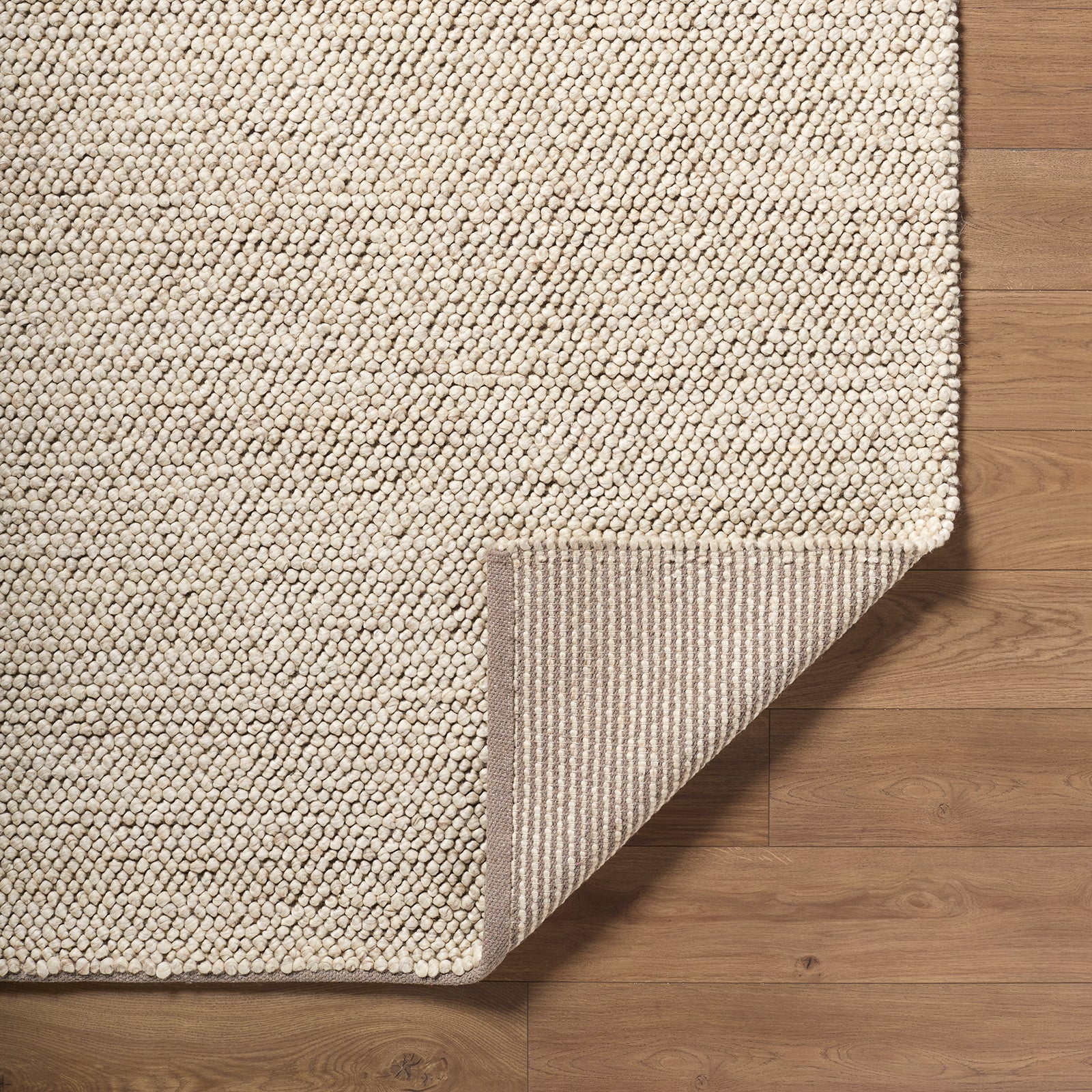Hazar Global Wool Global Beige & Ivory Polyester Rug 183x275cm - folded detail