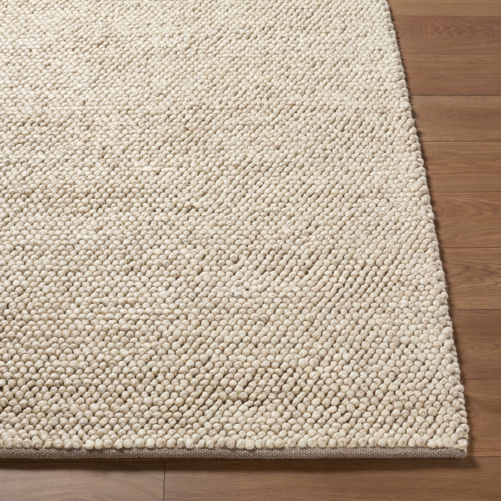 Hazar Global Wool Global Beige & Ivory Polyester Rug 183x275cm - reverse roll detail