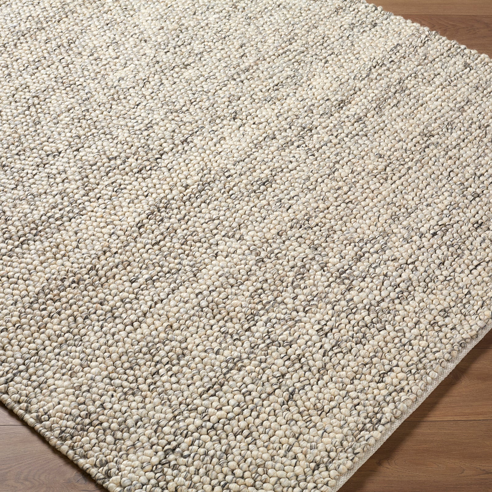 Hazar Global Wool Global Taupe & Charcoal Polyester Rug 153x219cm - corner detail